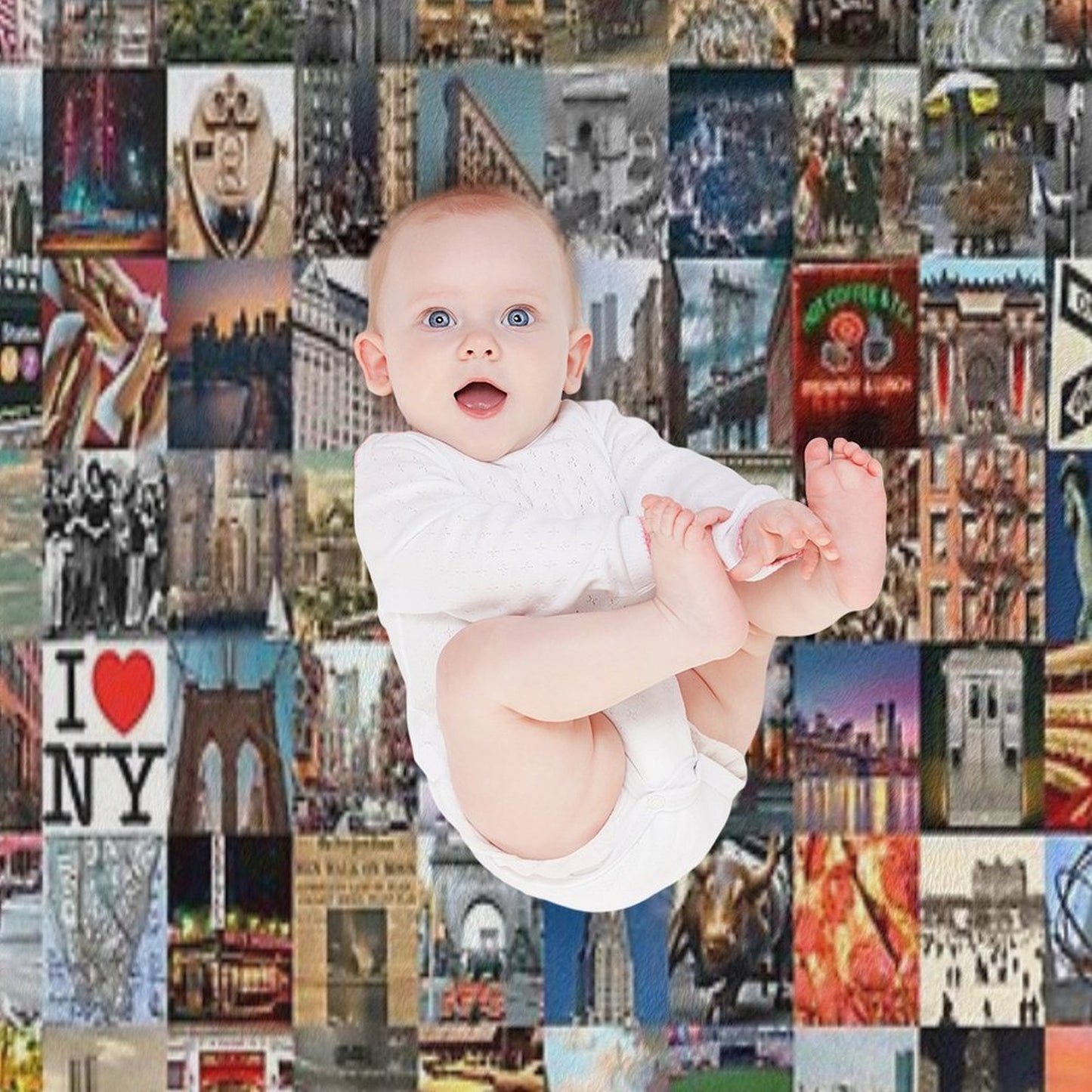 Typical New York - Collage of Images of The City And History Sustainable Throw Blanket