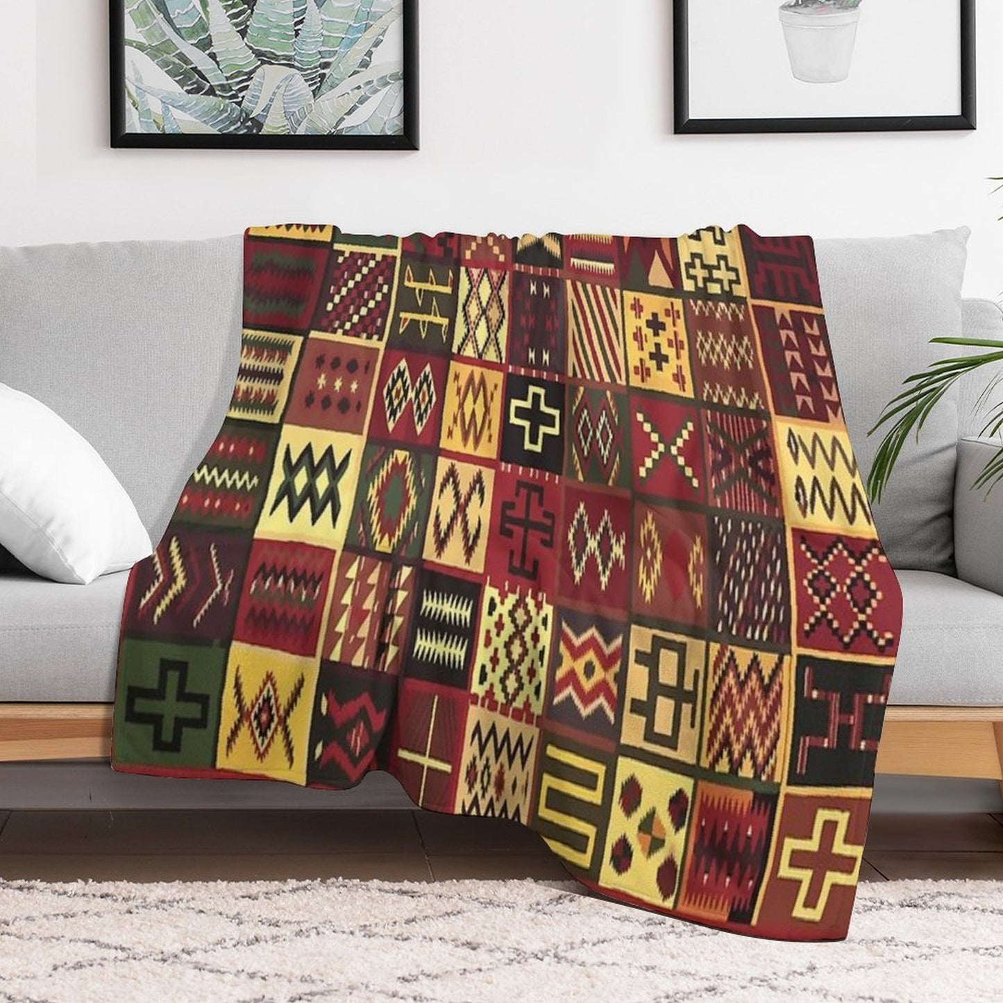 Multiple Patterns Shrink-resistant Throw Blanket