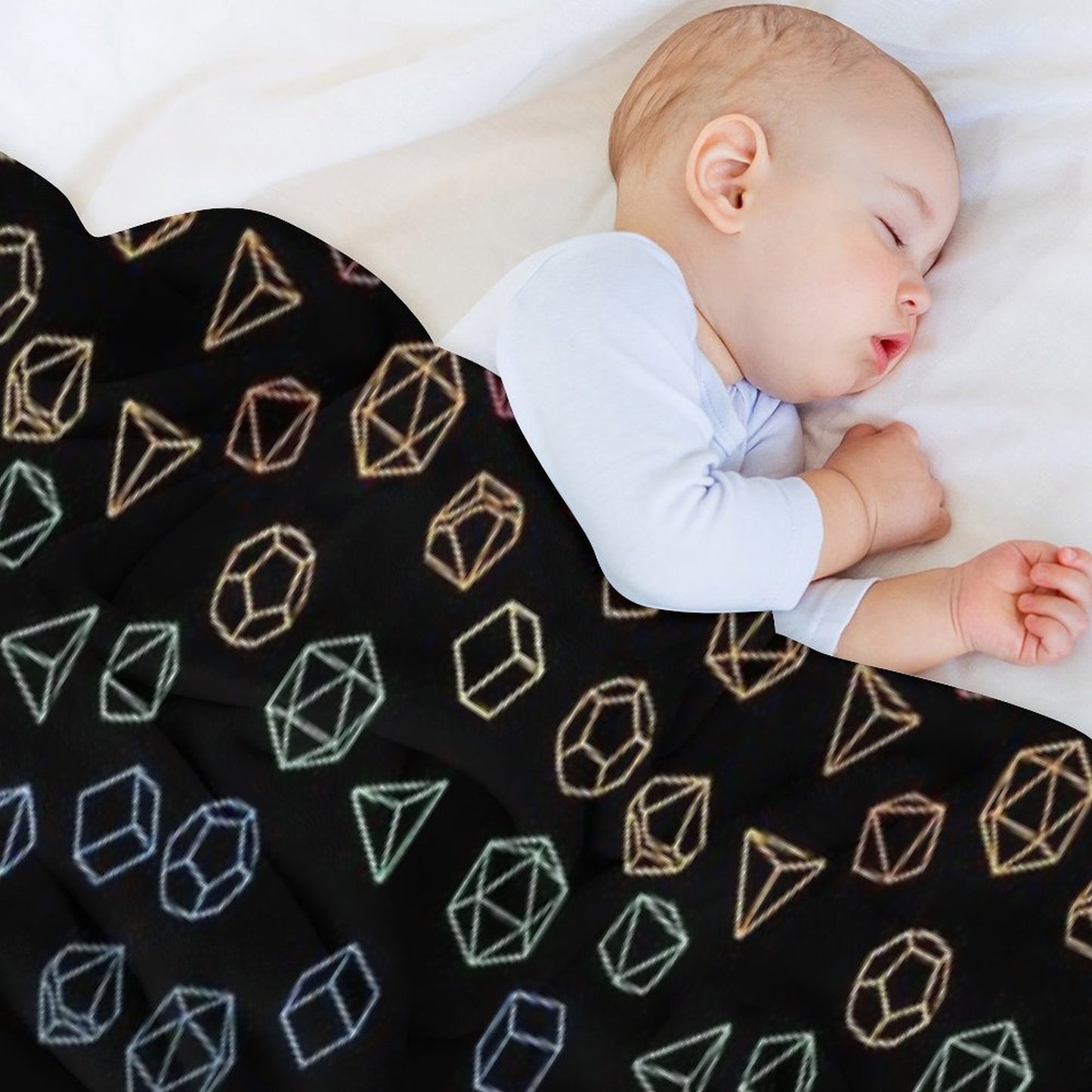 DnD Dice Rainbow on Black Pattern Durable Throw Blanket