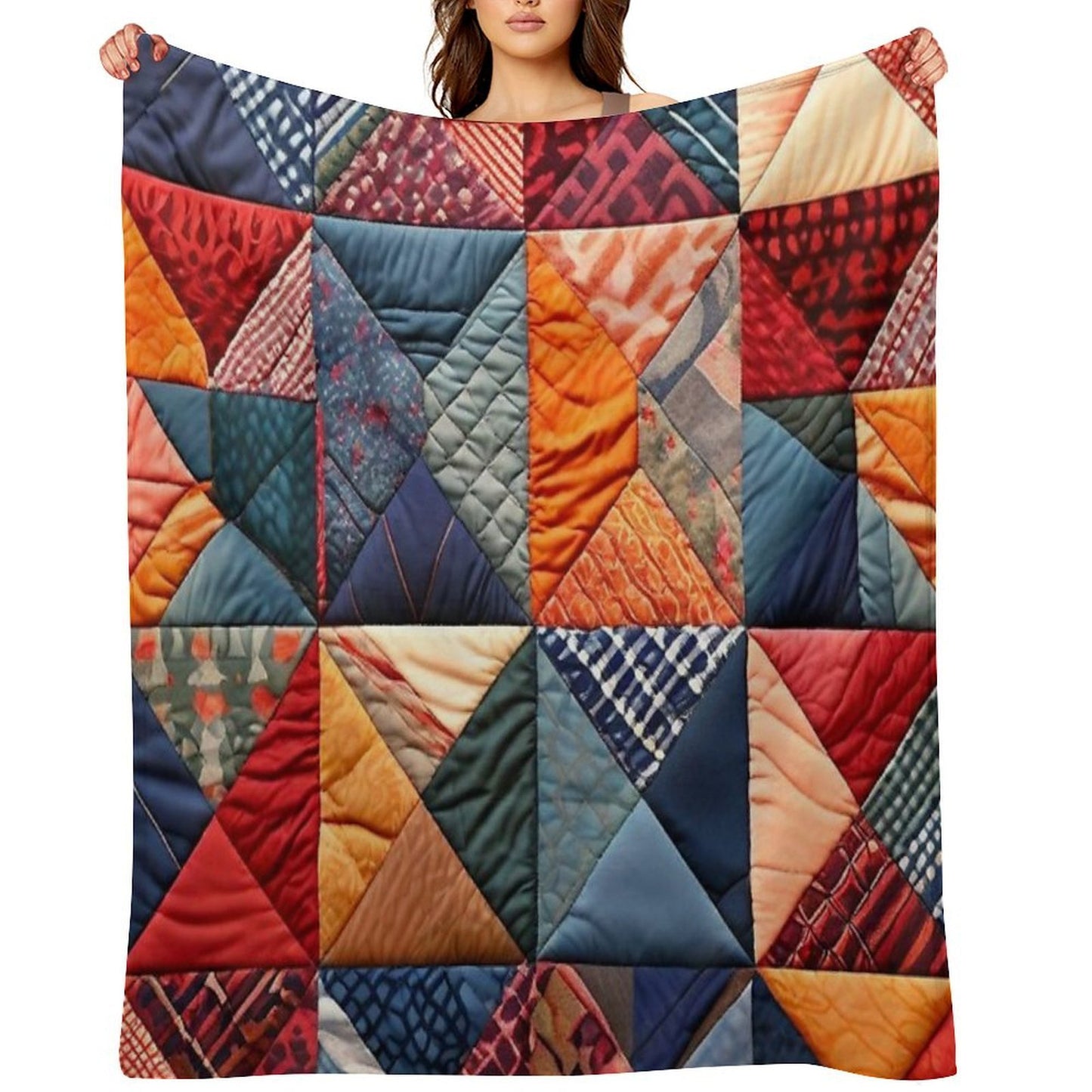 Quilted Patchwork Pattern Travel-friendly Throw Blanket