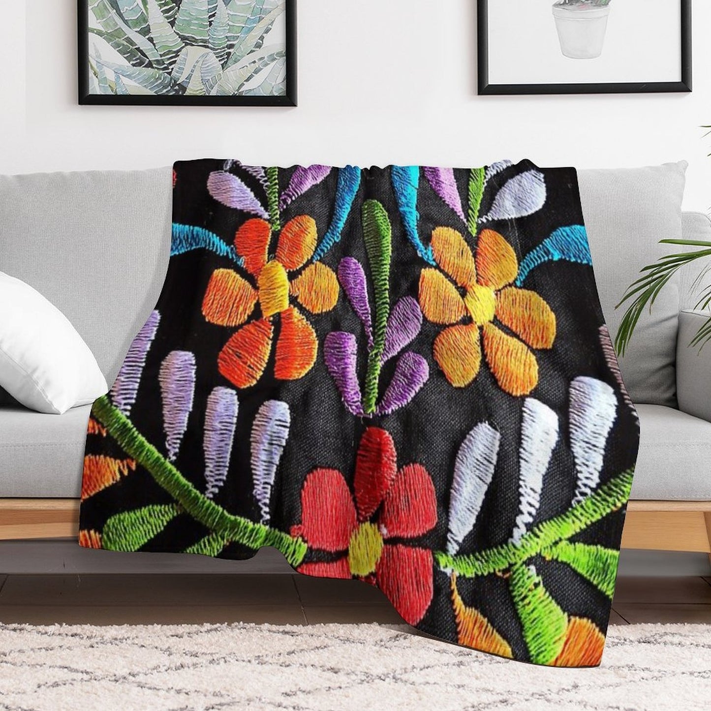 Mexican Flowers Versatility Throw Blanket