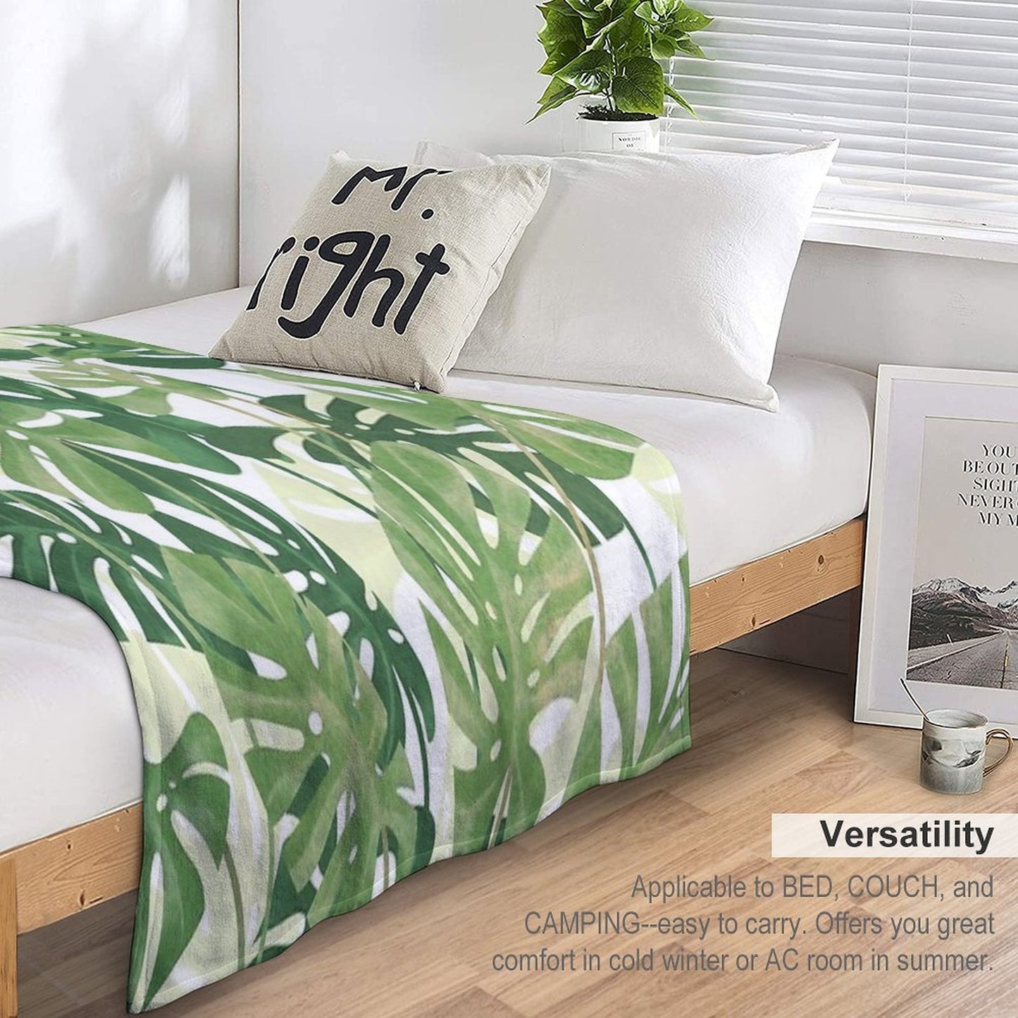 Vintage Monstera Leaves Eco-conscious Throw Blanket