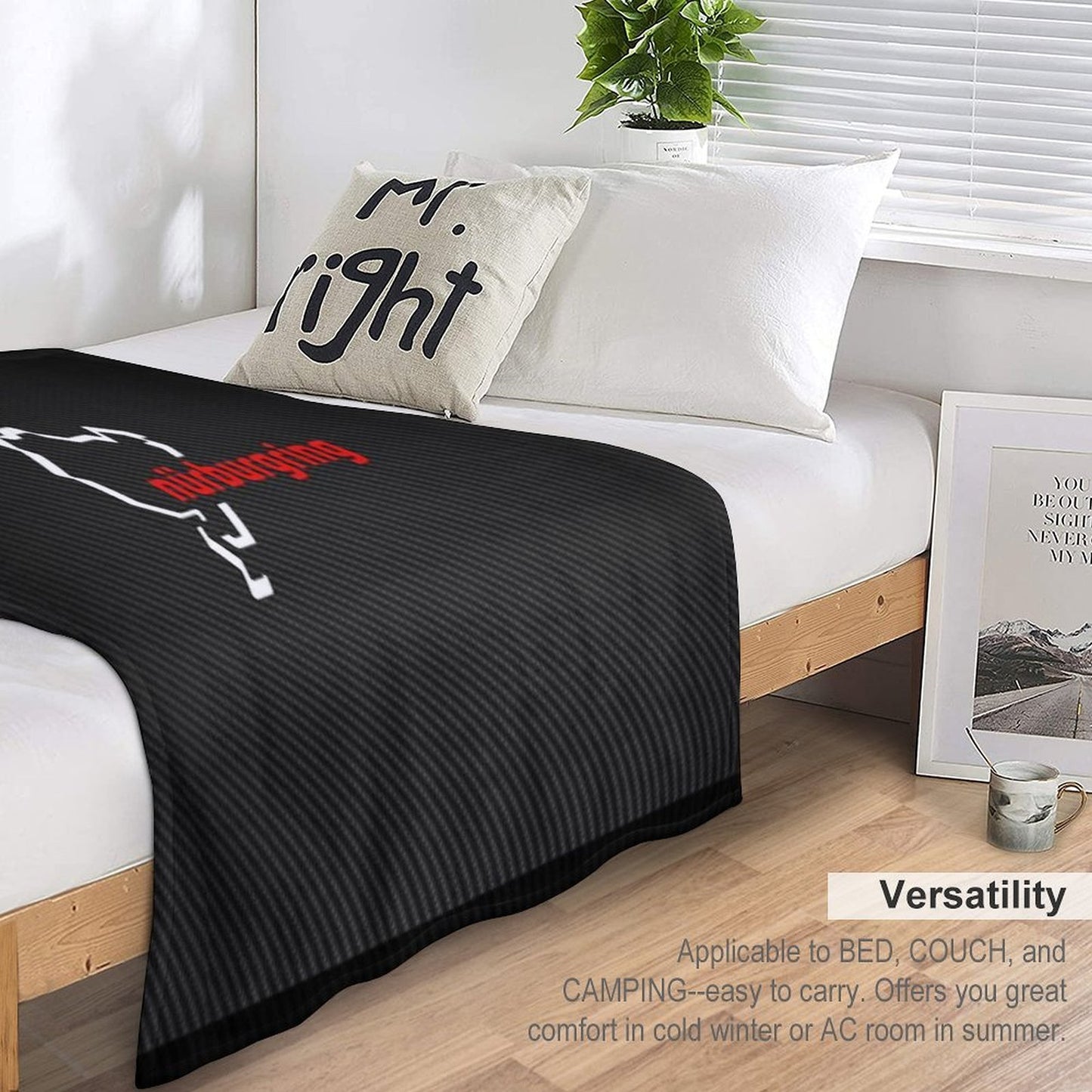 Nürburgring Carbon Fiber White Red Gift-ready Throw Blanket