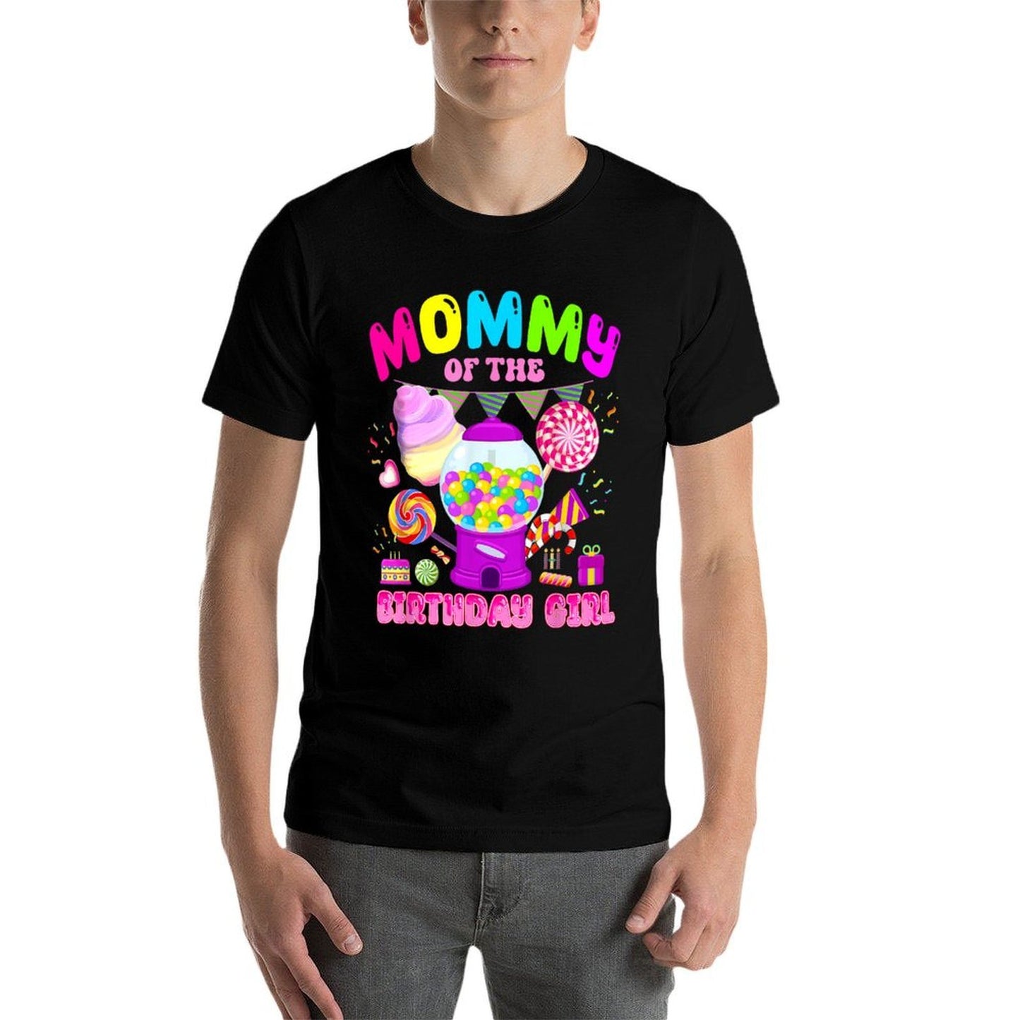 Mommy Of The Birthday Girl Mom Candy Crew Candy Land Kids Stretchy T-Shirt