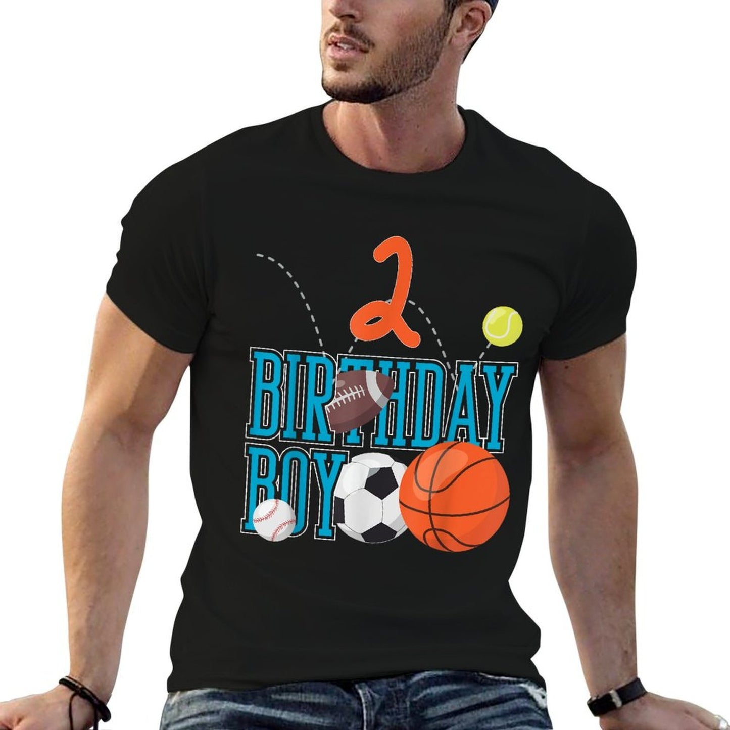 2 Years Old Birthday Boy Sports Matching Family Heathered Texture T-Shirt