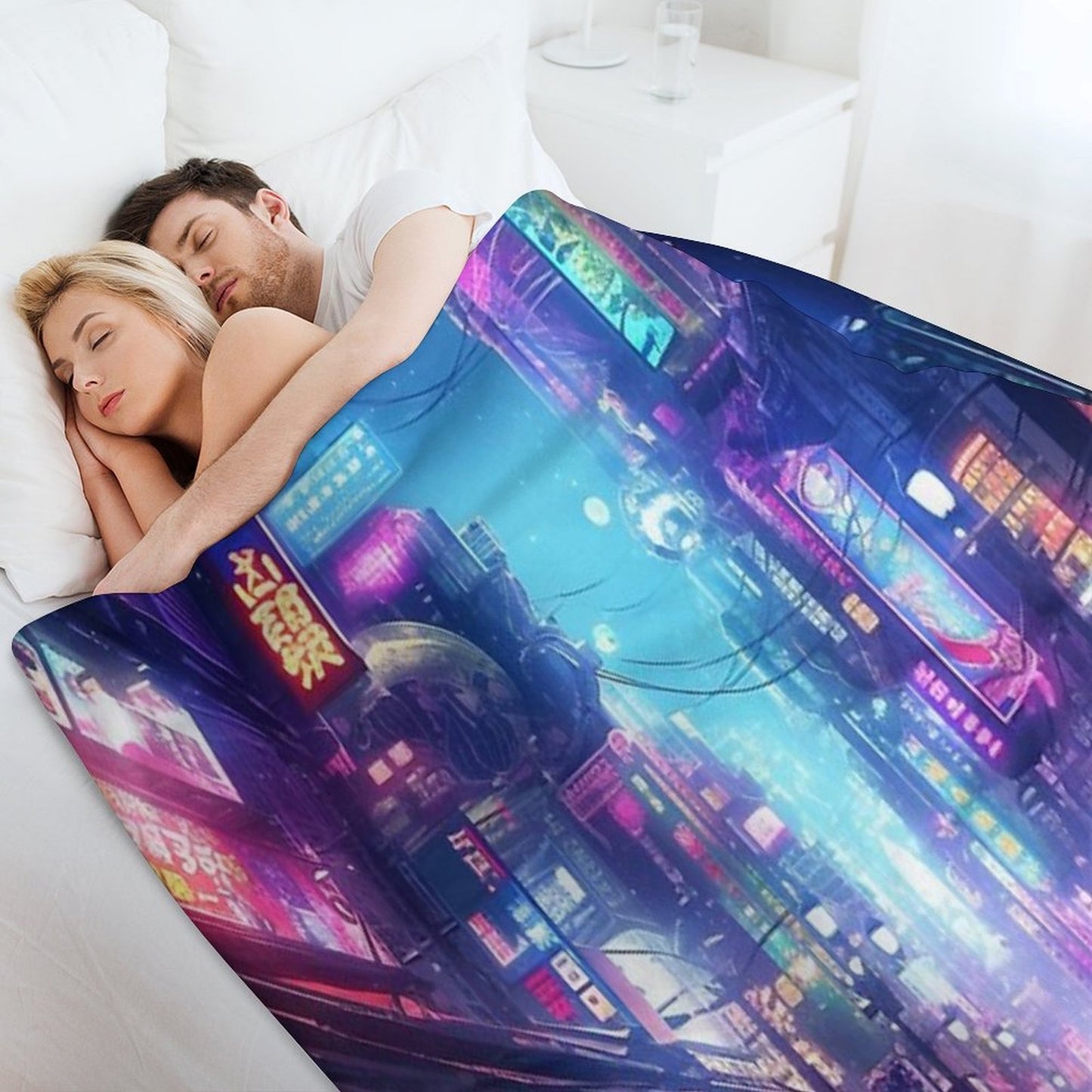 Cyberpunk Tokyo Dreamscape Velvety-soft Throw Blanket