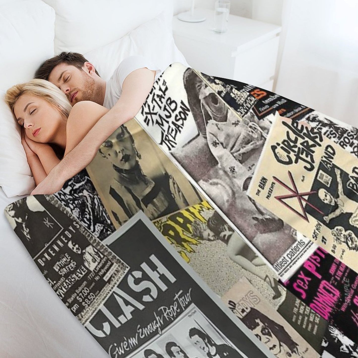Punk Rock Music Flyers Collage Quick-dry Throw Blanket