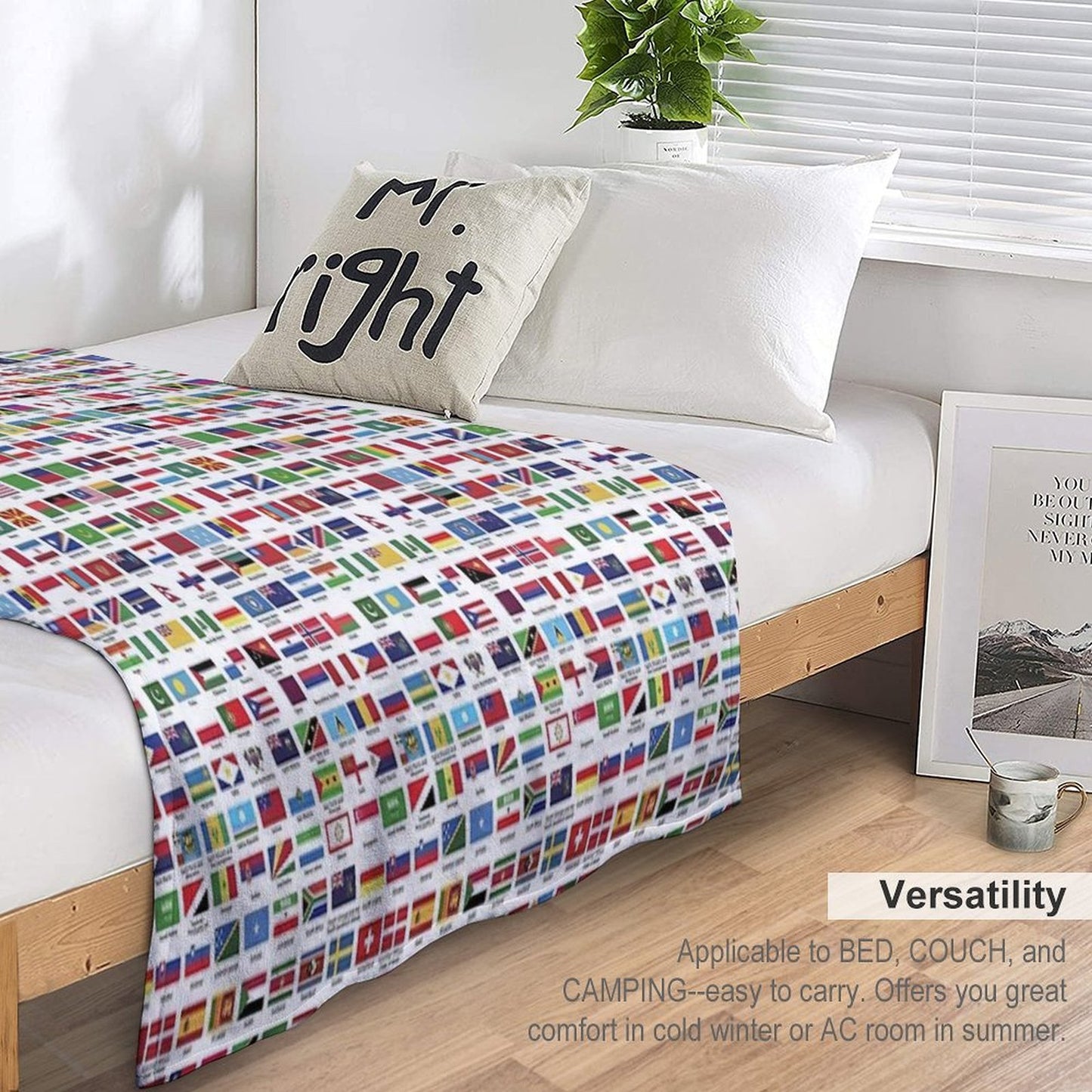 World Flags with Country Names Multi-functional Throw Blanket