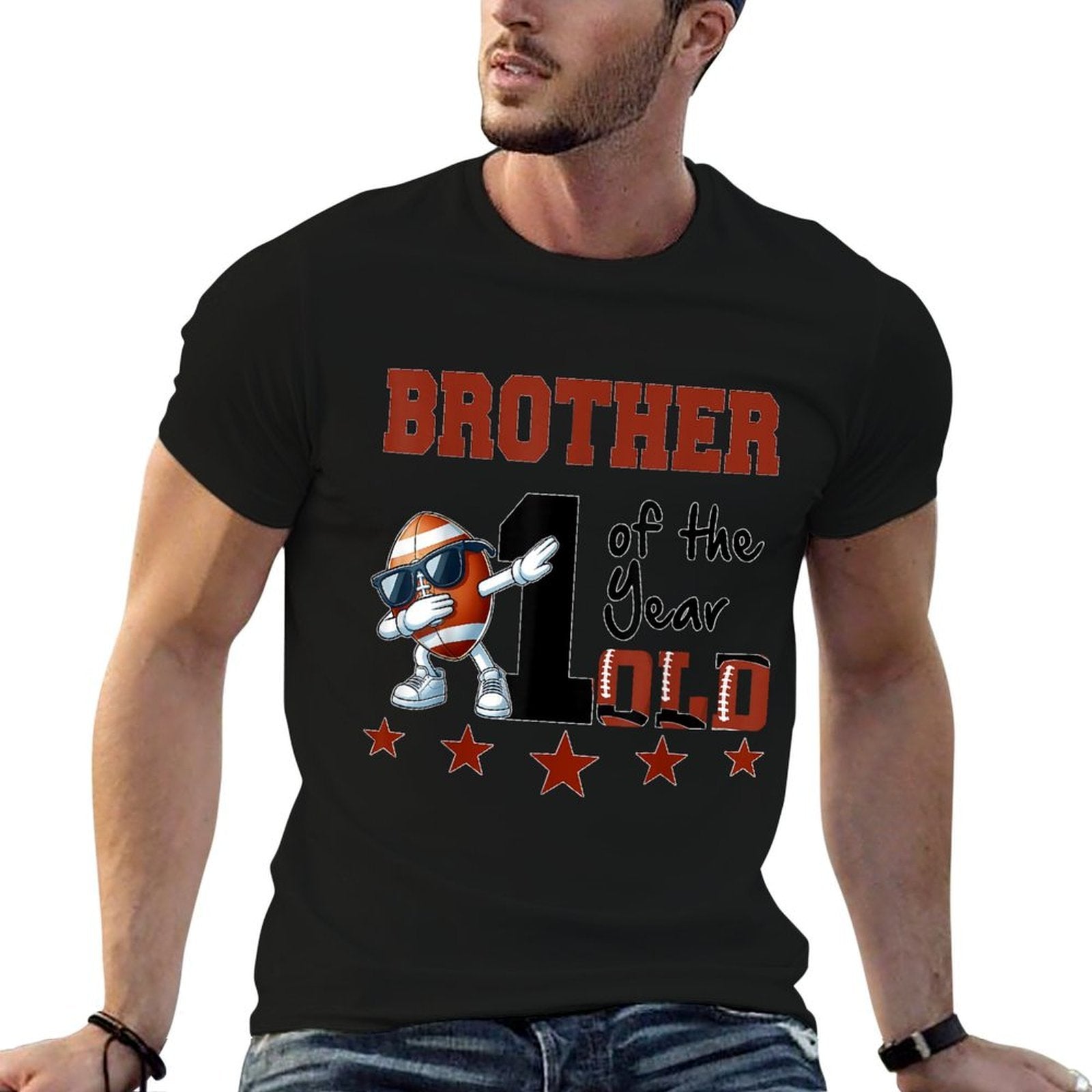 Brother of The 1 Year Old Football 1st Year Down Birthday  Relaxed-fit T-Shirt