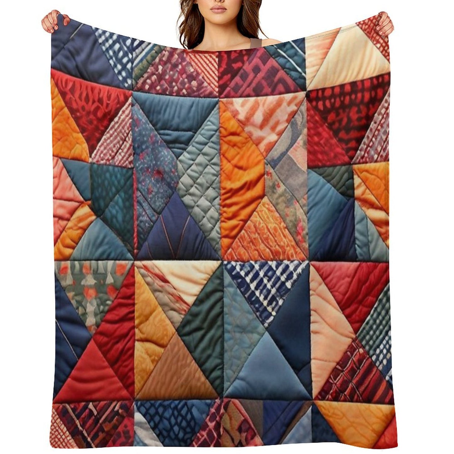 Quilted Patchwork Pattern Travel-friendly Throw Blanket