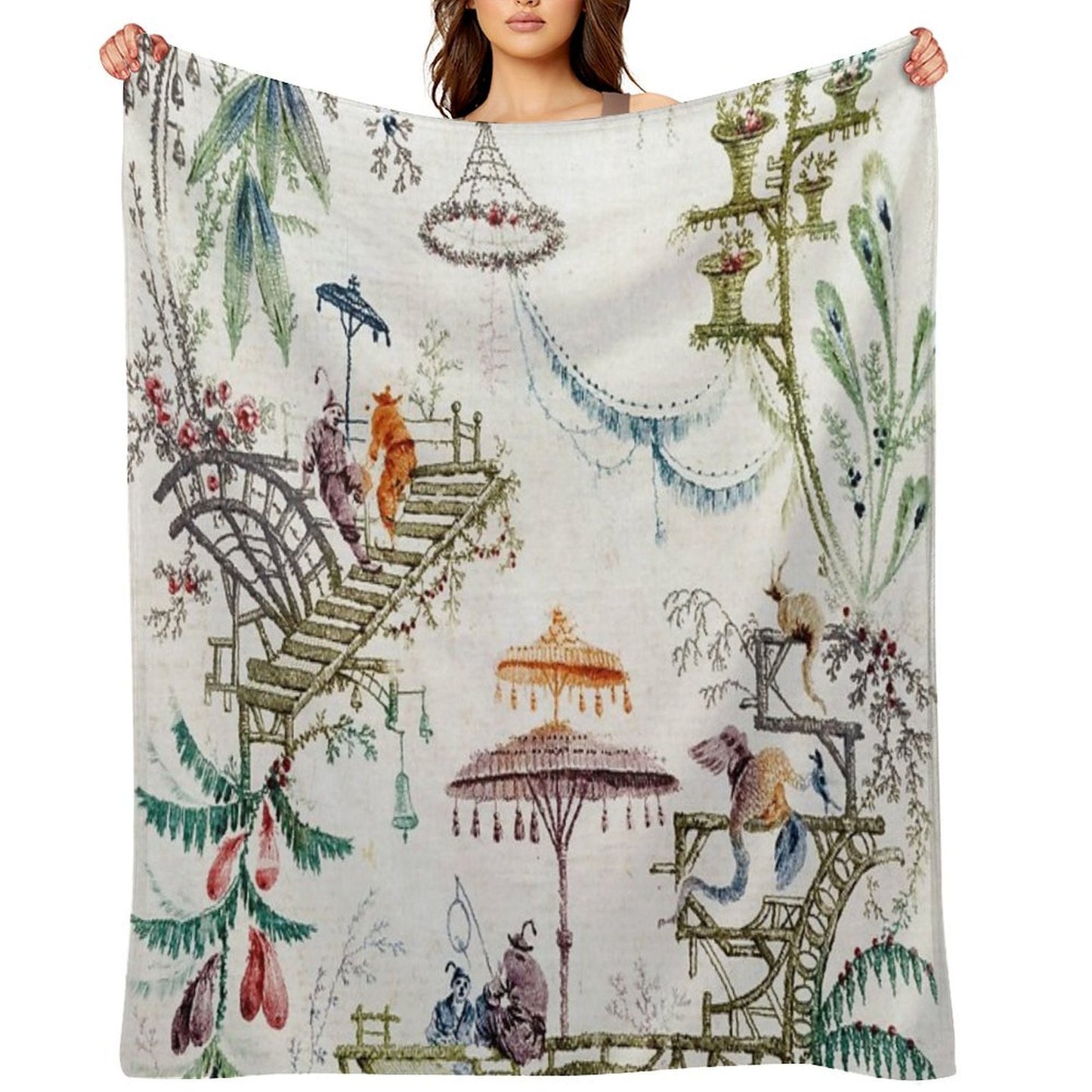 Enchanted Forest Chinoiserie Lightweight Throw Blanket