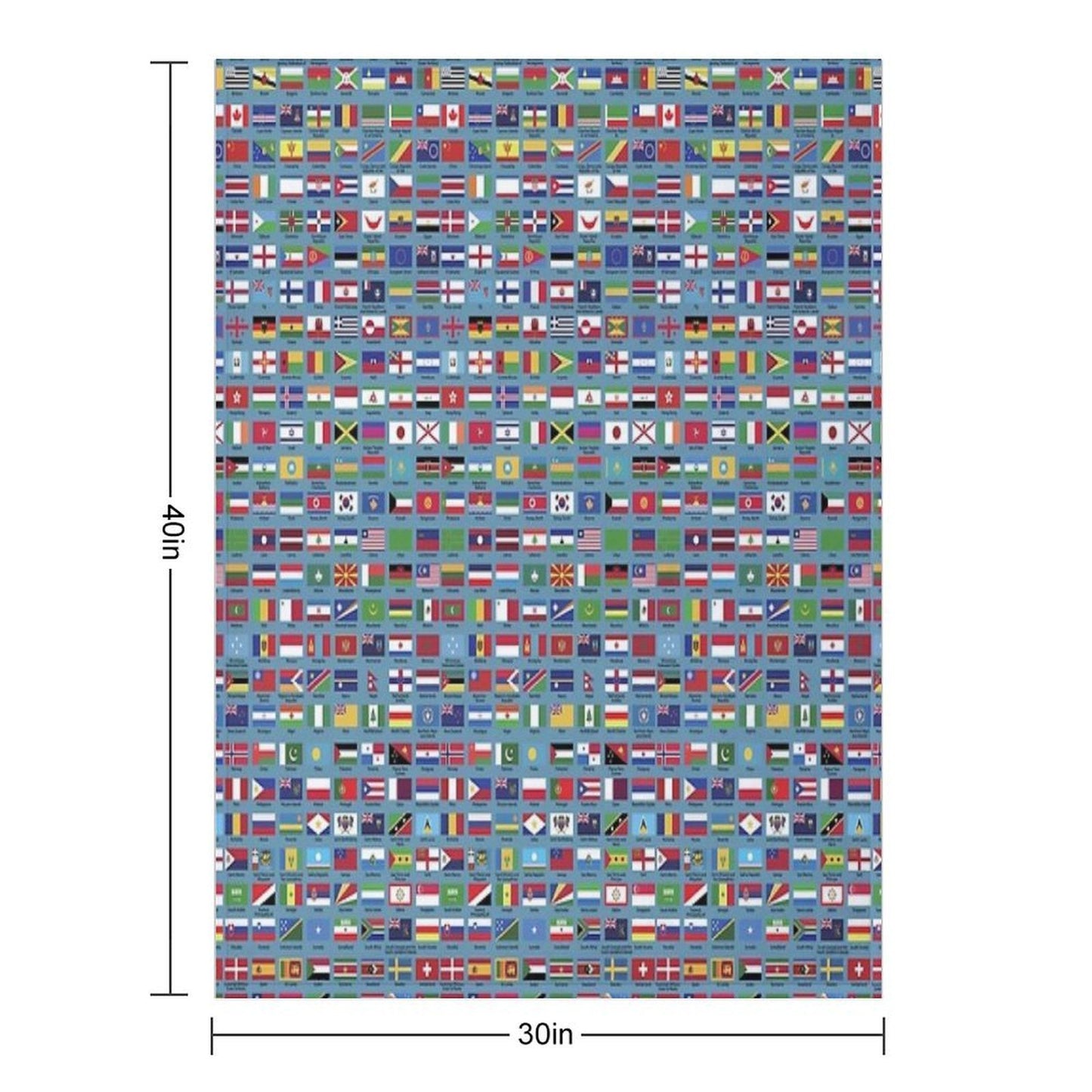World Flags with Country Names - Blue Gift-ready Throw Blanket