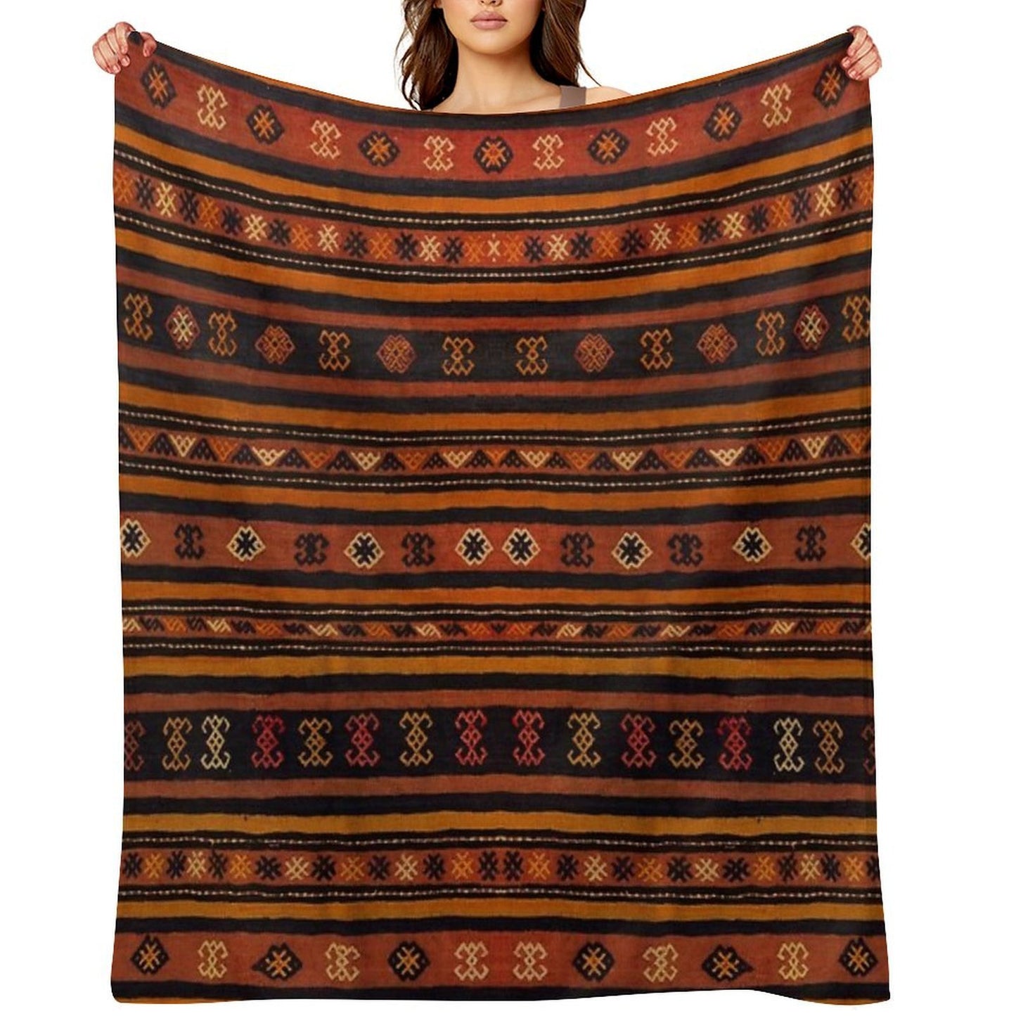 Moroccan Traditional Berber Artwork Design Compact Throw Blanket