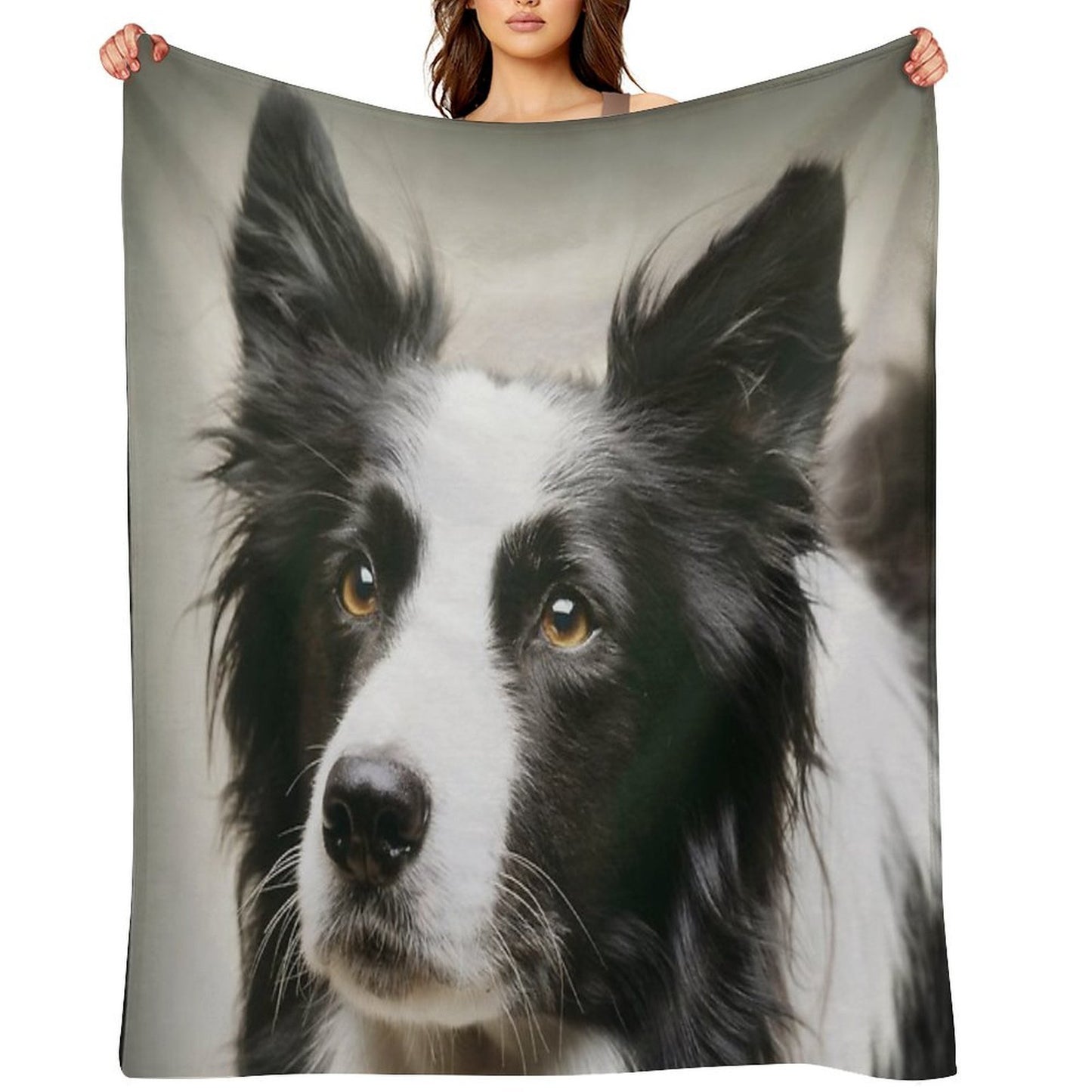 Working Border Collie Wrinkle-free Throw Blanket