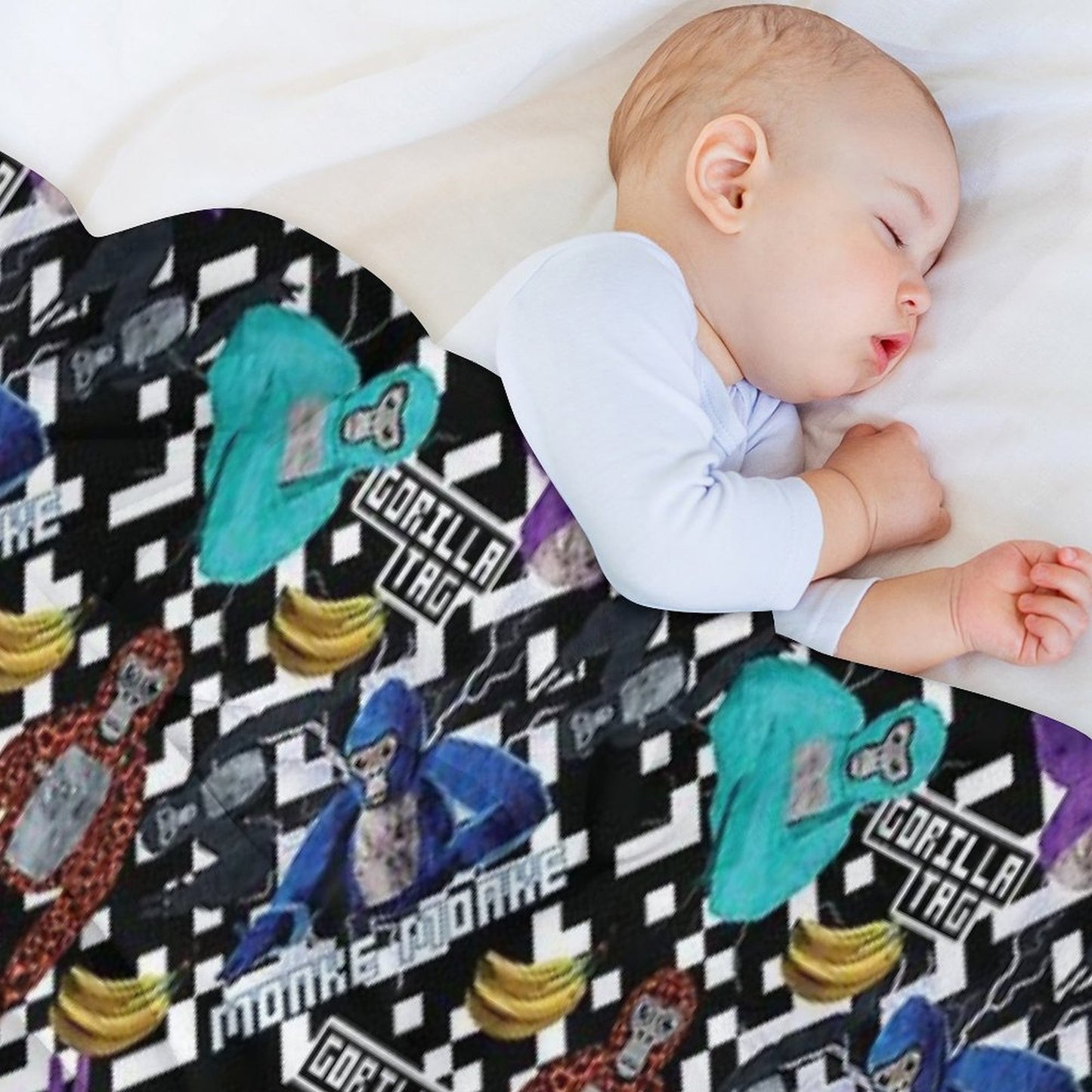 Gorilla Tag VR Gamer Merch Pixel Monke Plush Throw Blanket