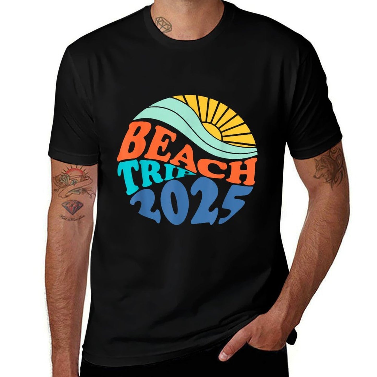 Beach Trip 2025 Beach Matching Family Summer Vacation Heathered Texture T-Shirt