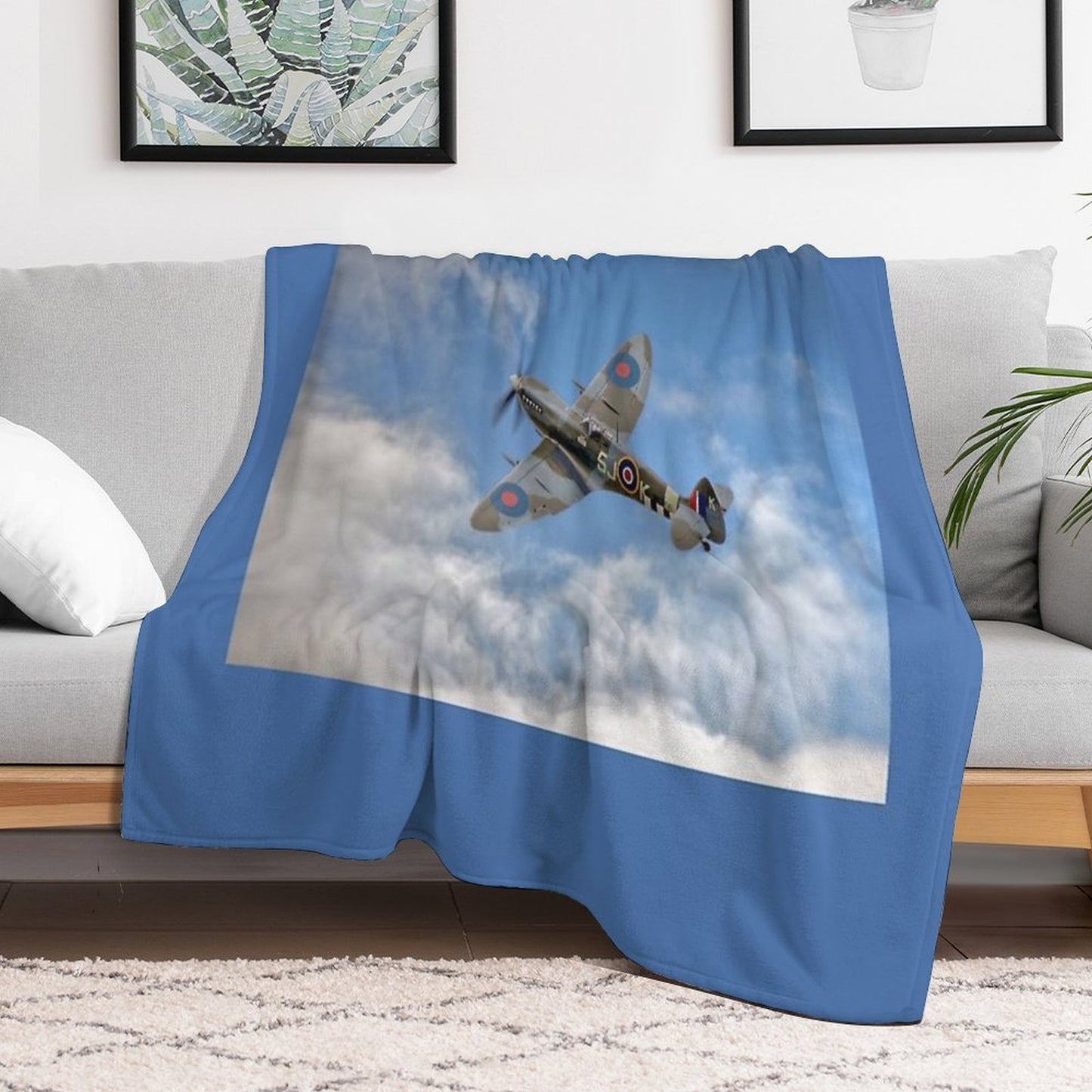 Spitfire LF IX 126 Squadron Easy Care Throw Blanket