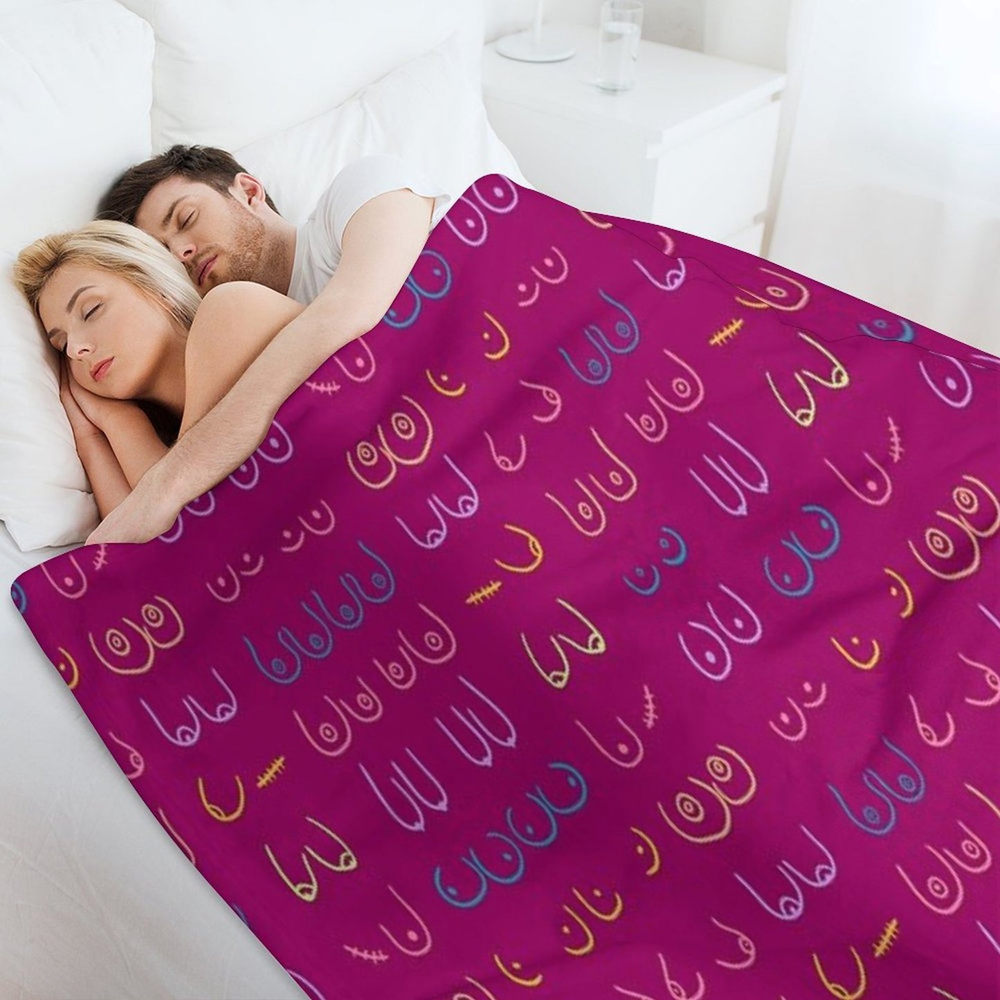 BOOBIES PASTEL PATTERN PINK Eco-conscious Throw Blanket