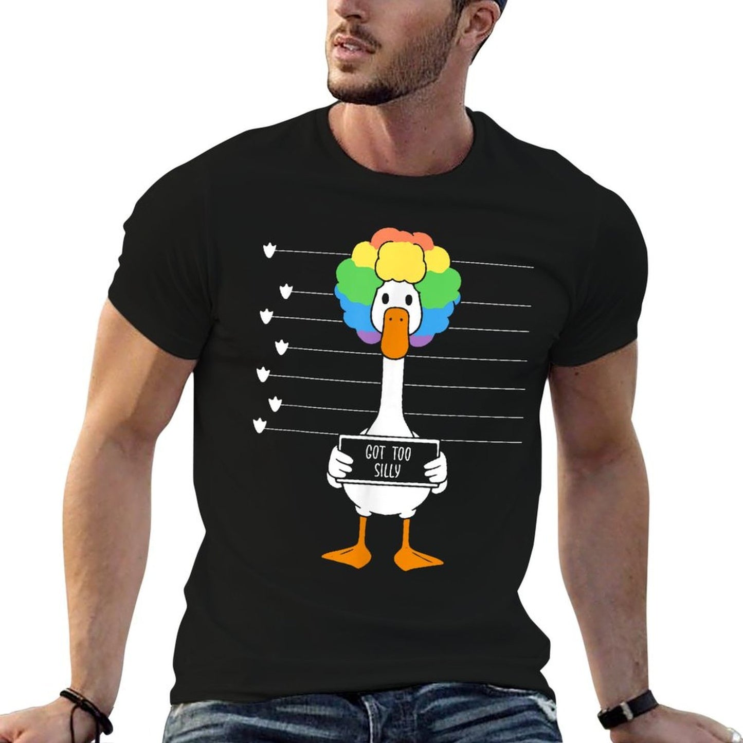Funny Goose Lover Mugshot Meme Got Too Silly Lightweight T-Shirt