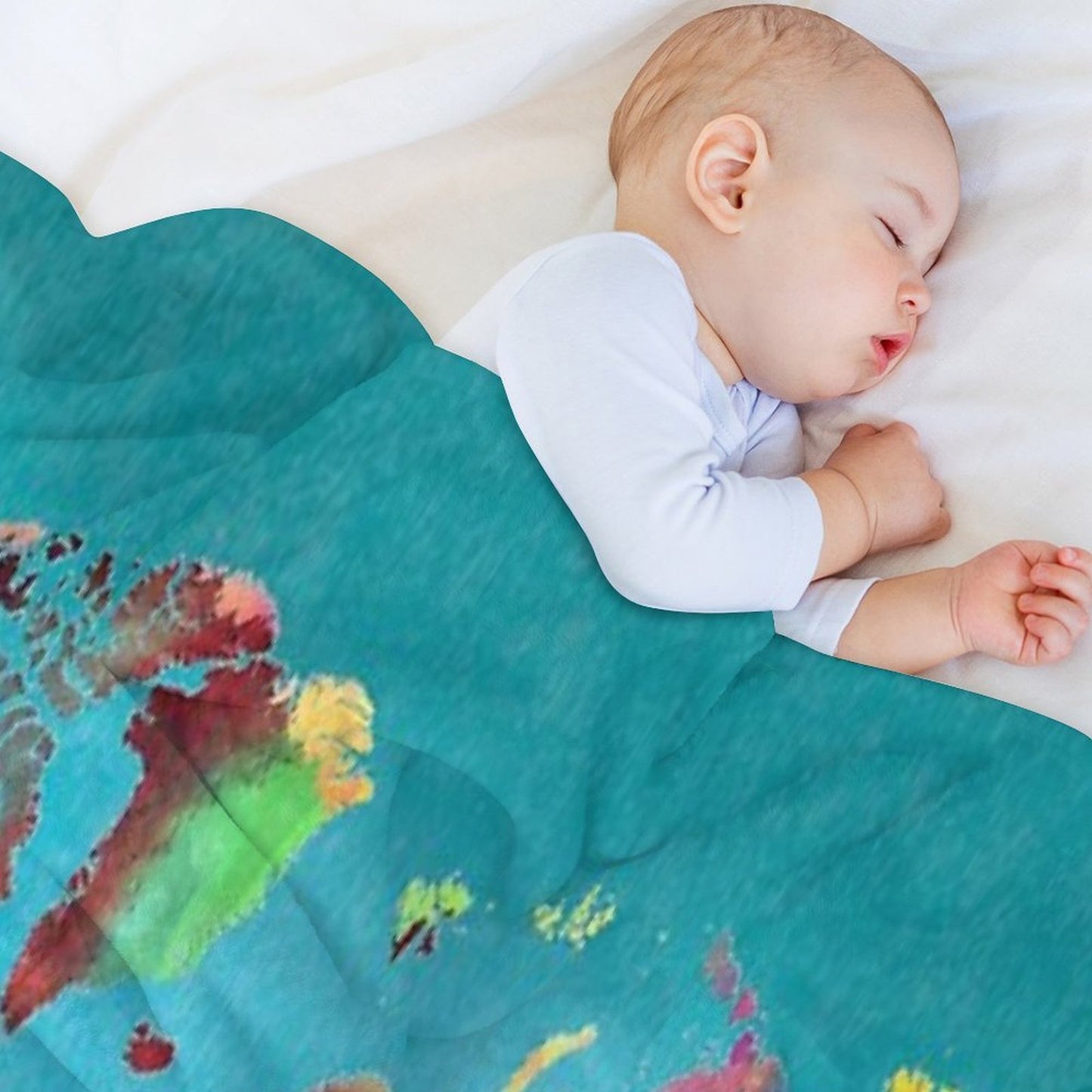 World Map Blue Velvety-soft Throw Blanket