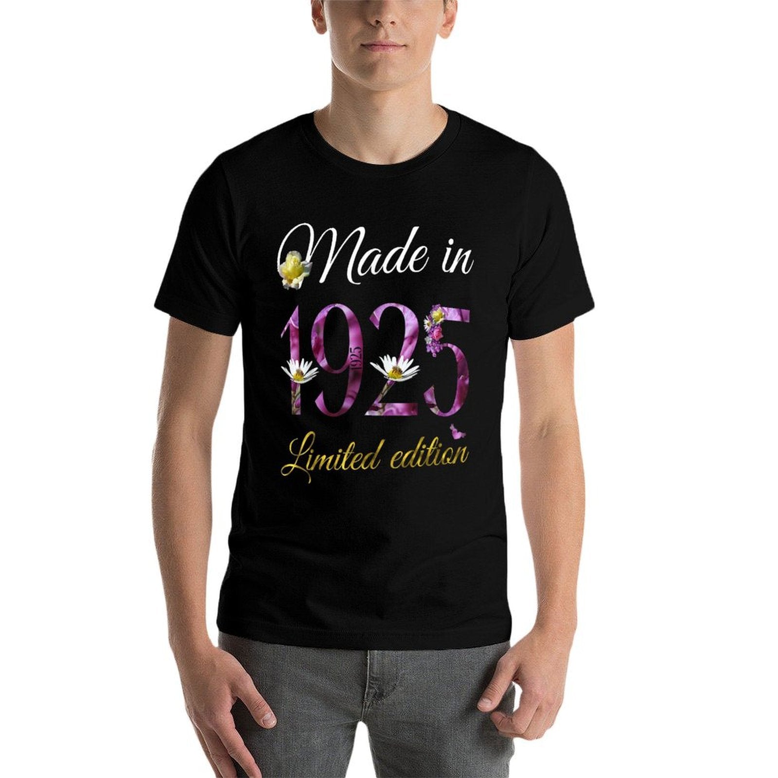 Made in 1925 - 100 Year Old Floral 1925 100th Birthday Gift  Stretchy T-Shirt