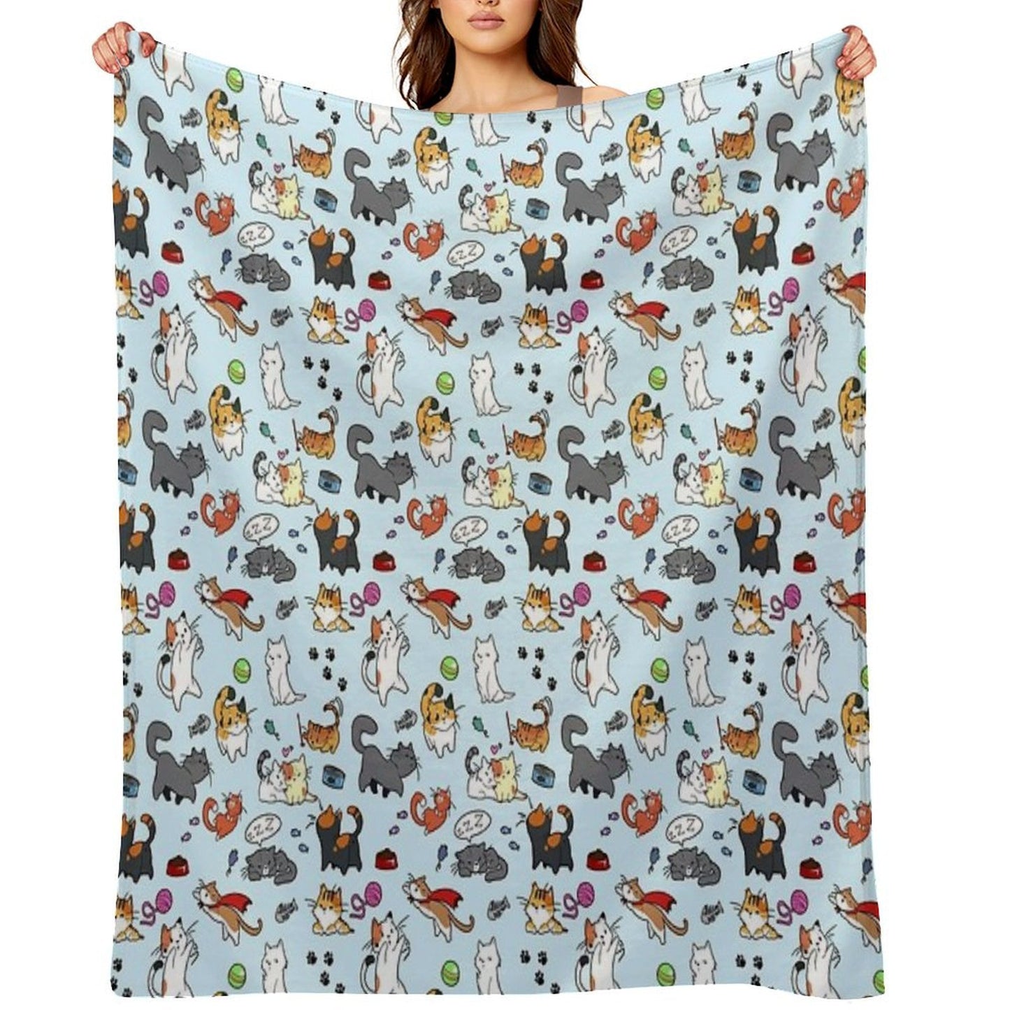 Cats!! Sustainable Throw Blanket