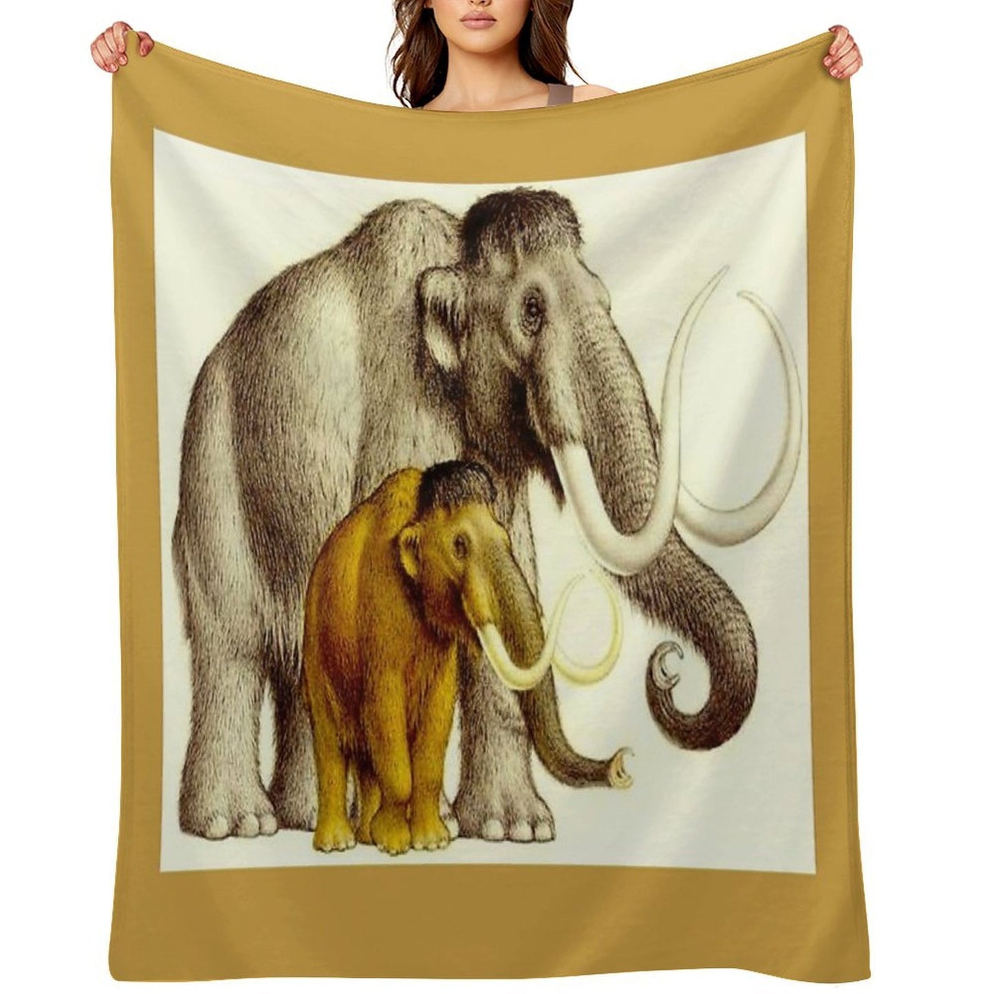 WOOLLY MAMMOTHS Extinct Elephant Type Mammal Print Anti-pilling Throw Blanket