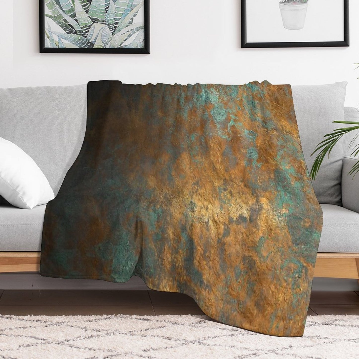 Oxidized Copper Shrink-resistant Throw Blanket