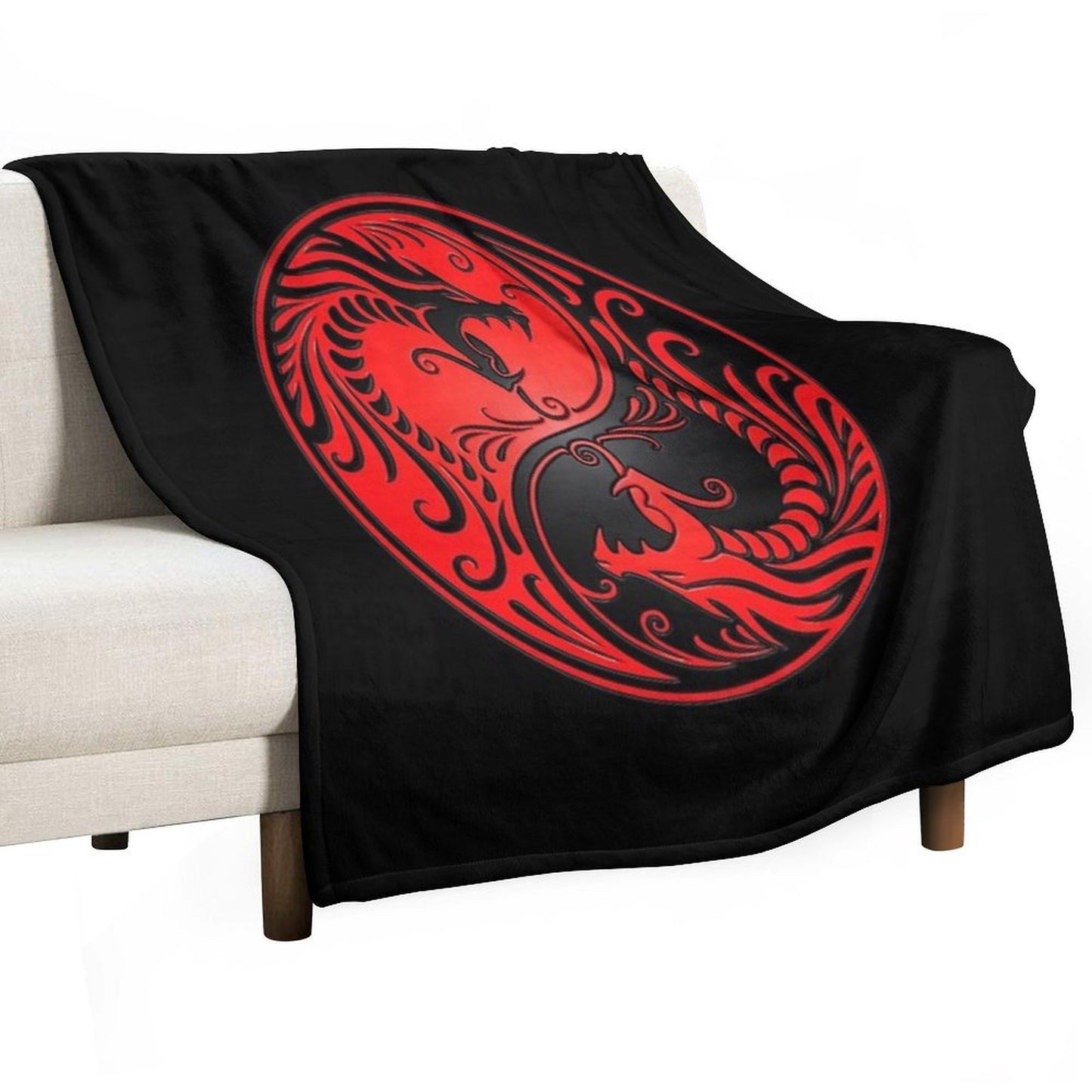Yin Yang Dragons Red And Black Versatility Throw Blanket