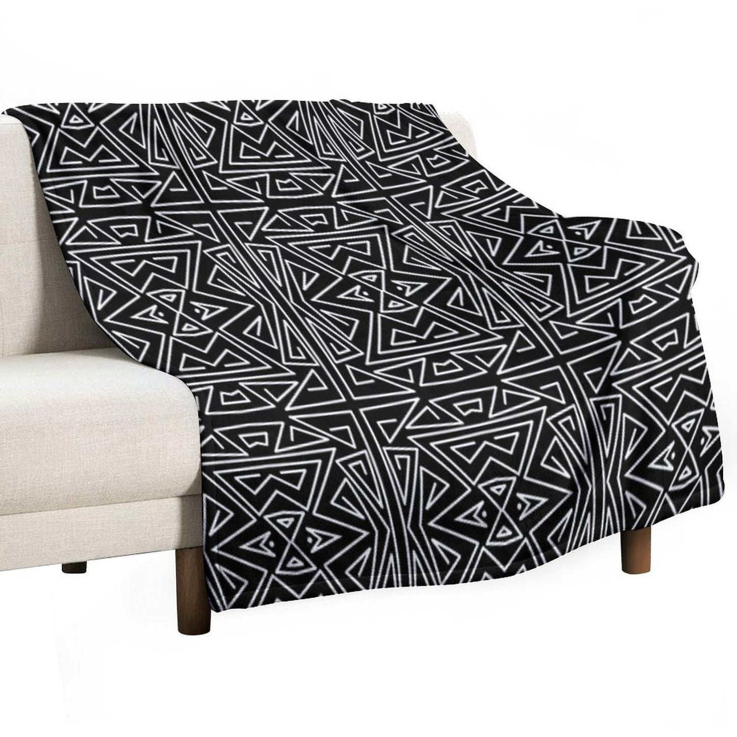 Zanzibar - Geometric Abstract in Black And White Travel-friendly Throw Blanket