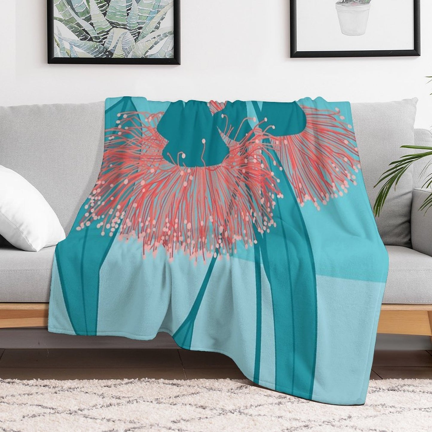 Gum Blossom Eucalyptus Pink Blue Comfort Throw Blanket
