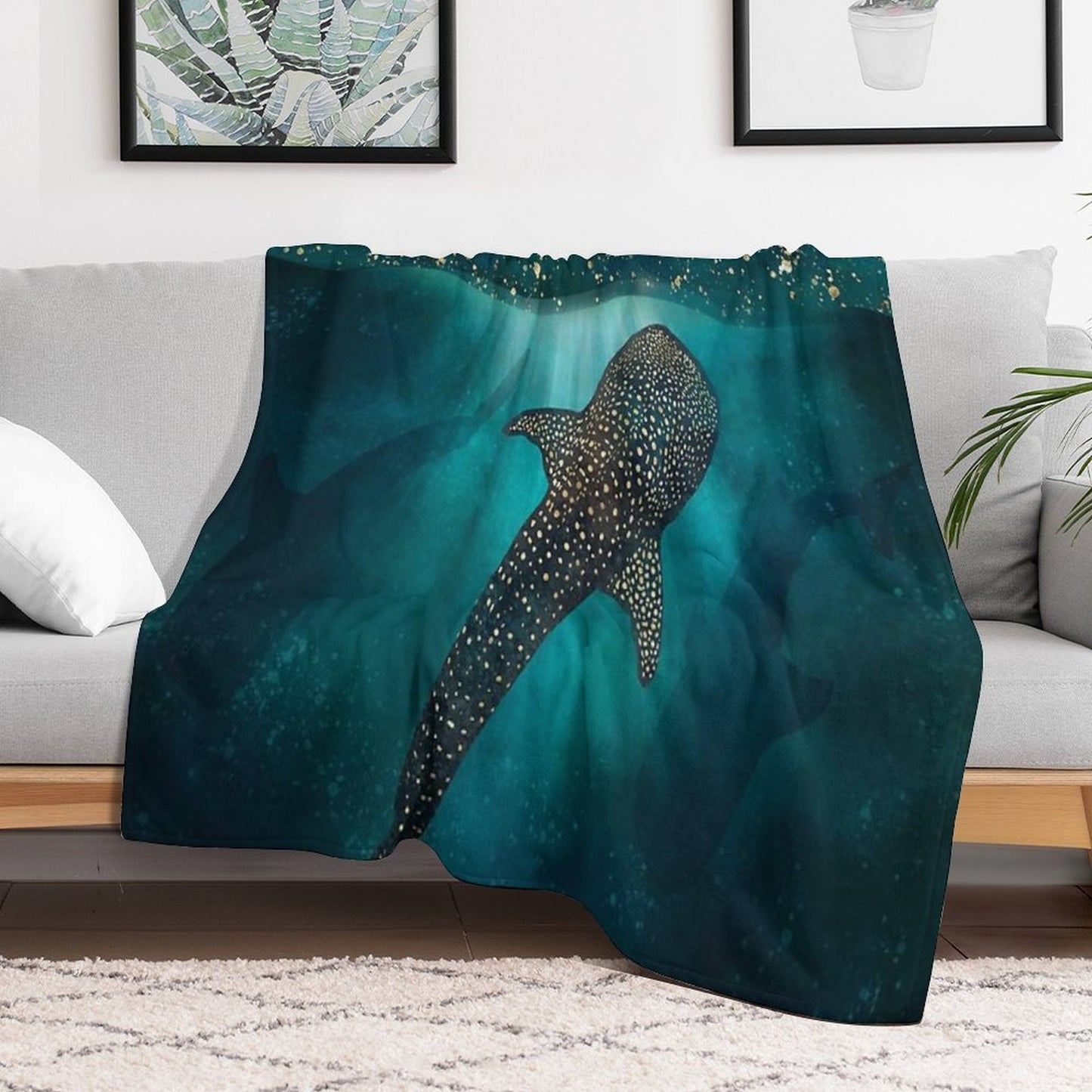 Metallic Whale Shark Durable Throw Blanket