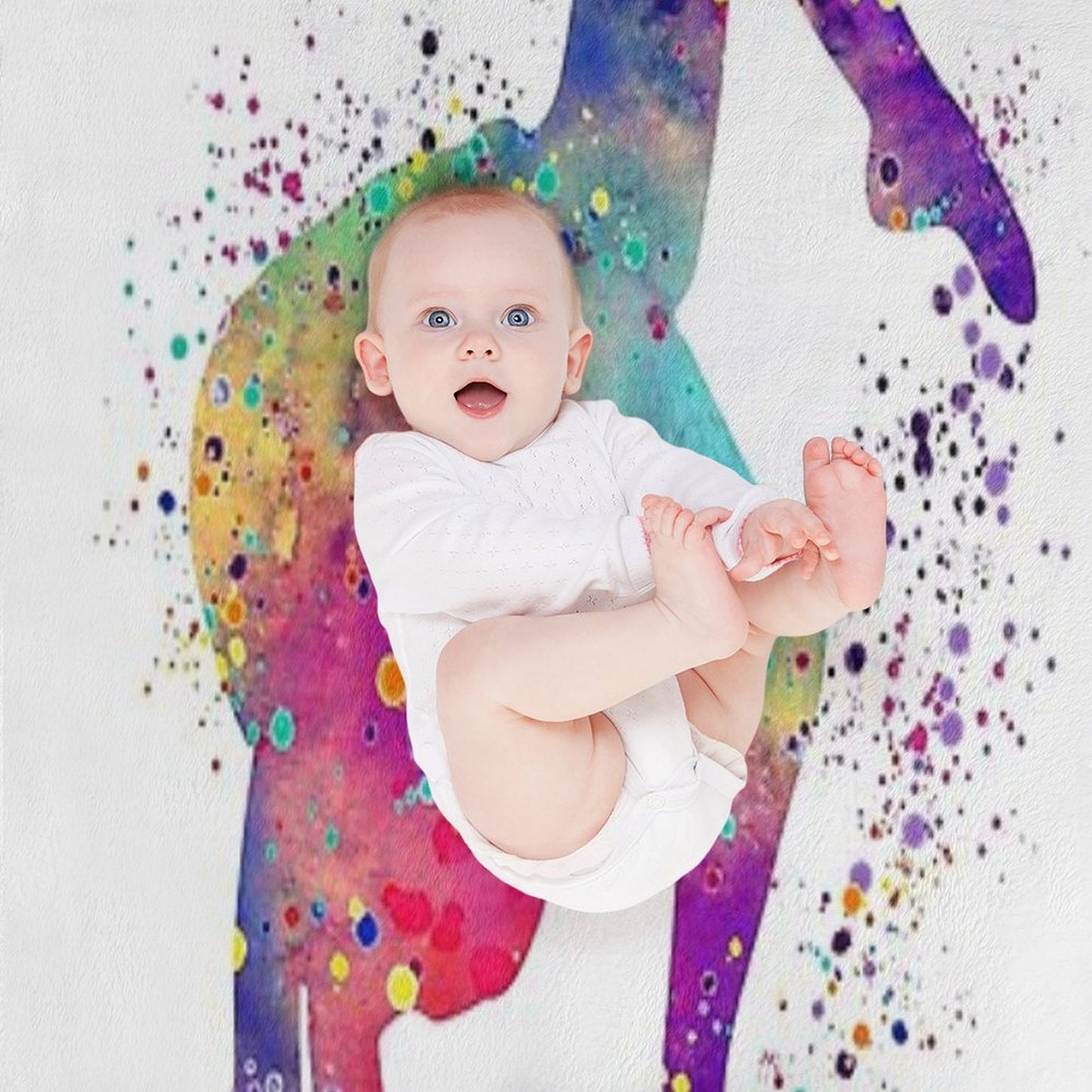 Gymnastics Girl Tumbling Colorful Watercolor Art Gift Sustainable Throw Blanket