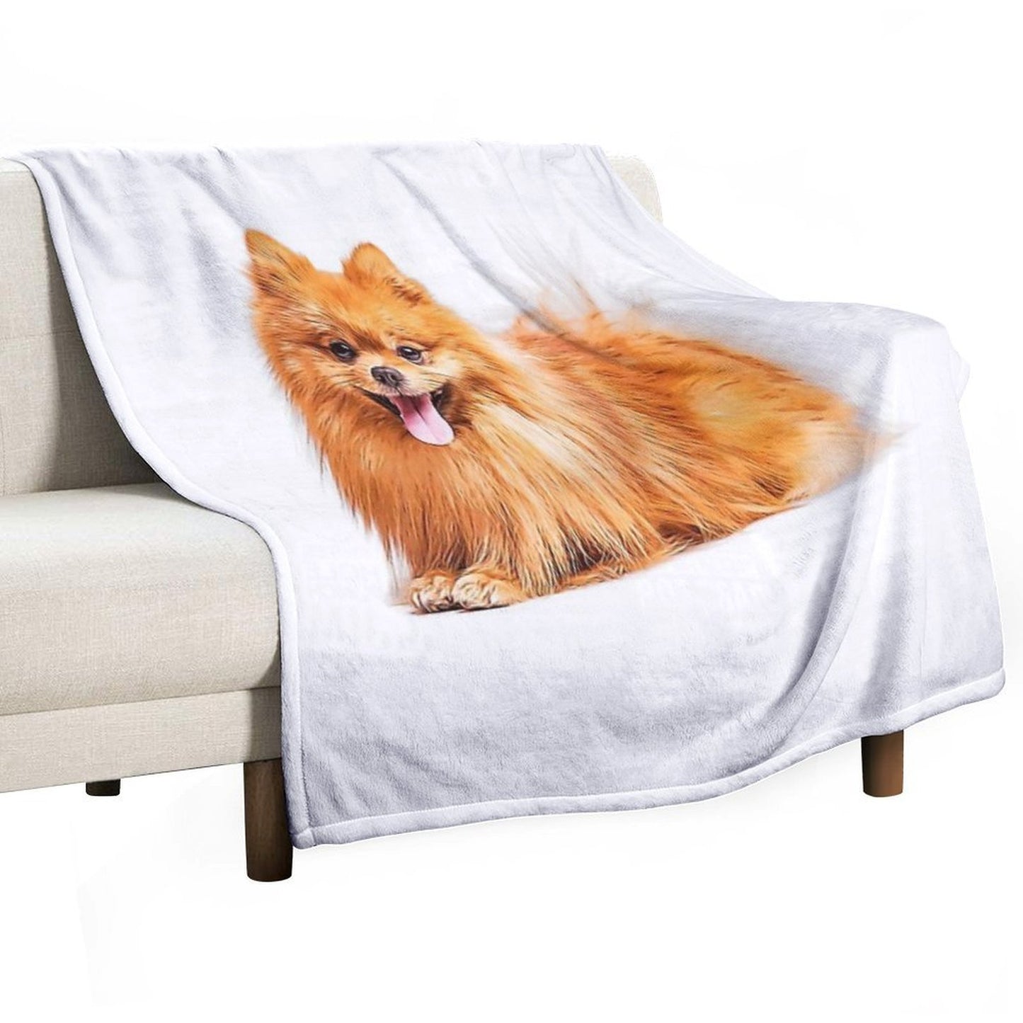 Cute Red Pomeranian Wrinkle-free Throw Blanket