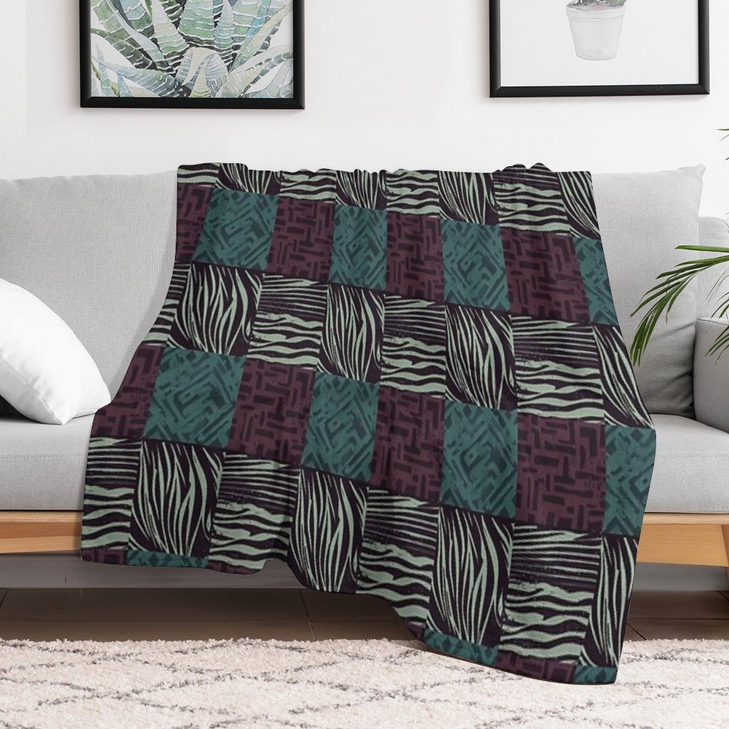 Zebra Grunge Patchwork Travel-friendly Throw Blanket