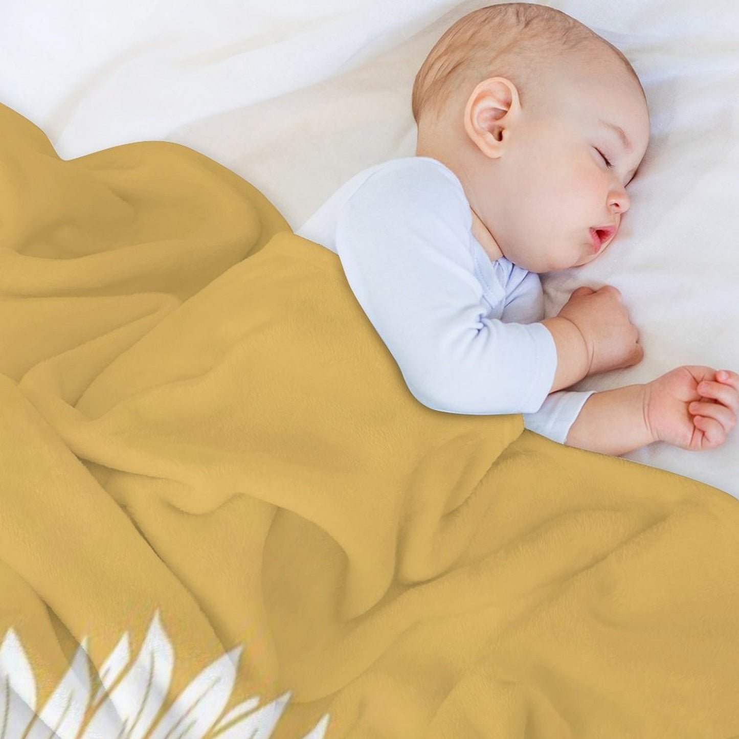 Yellow Flower Drawing Tapestry Sustainable Throw Blanket