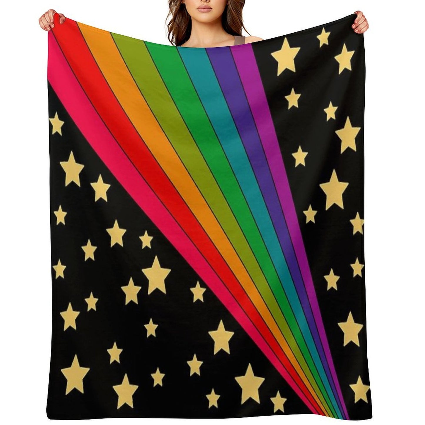 Stars And Rainbow Machine-washable Throw Blanket