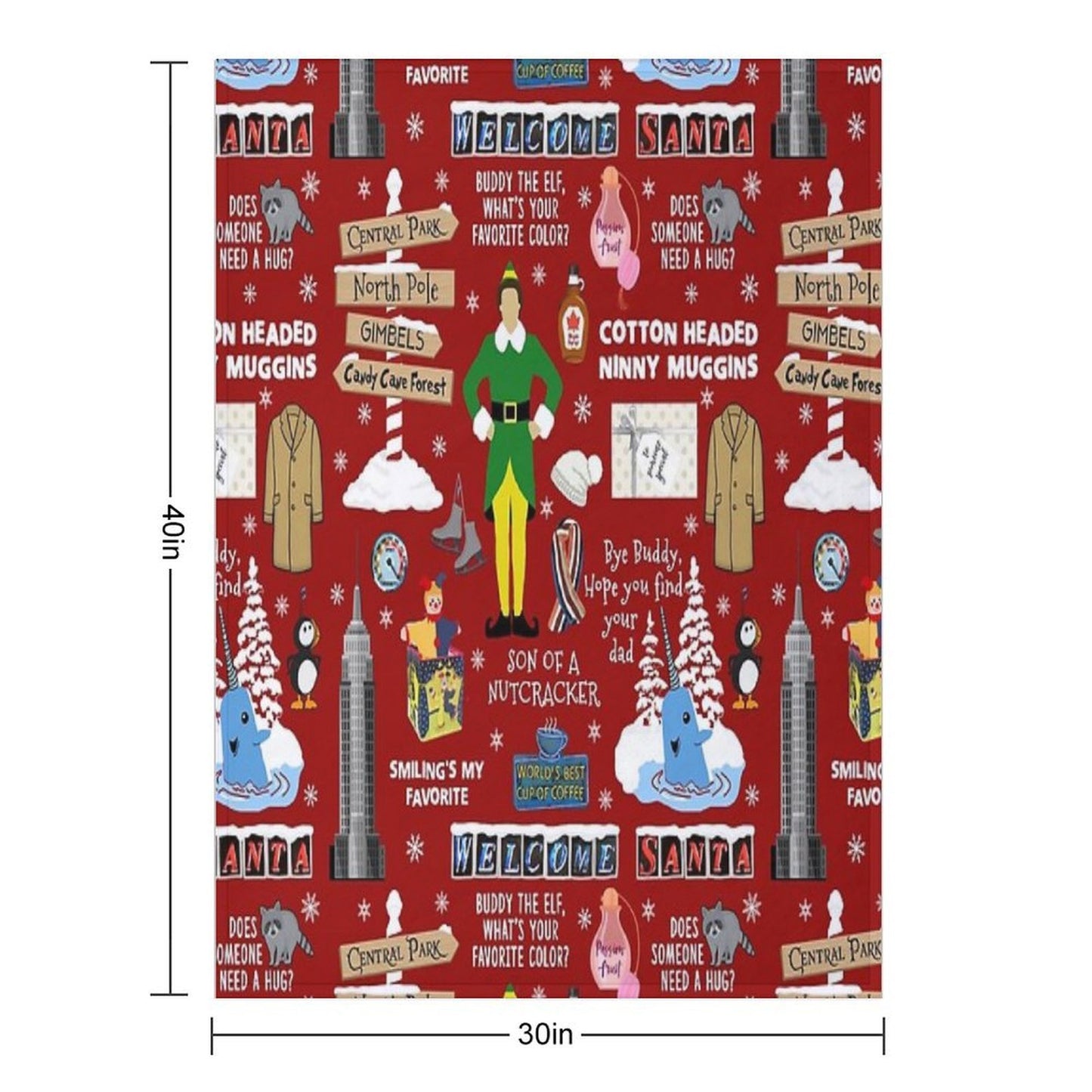 Buddy The Elf Collage, Red Background Multi-functional Throw Blanket