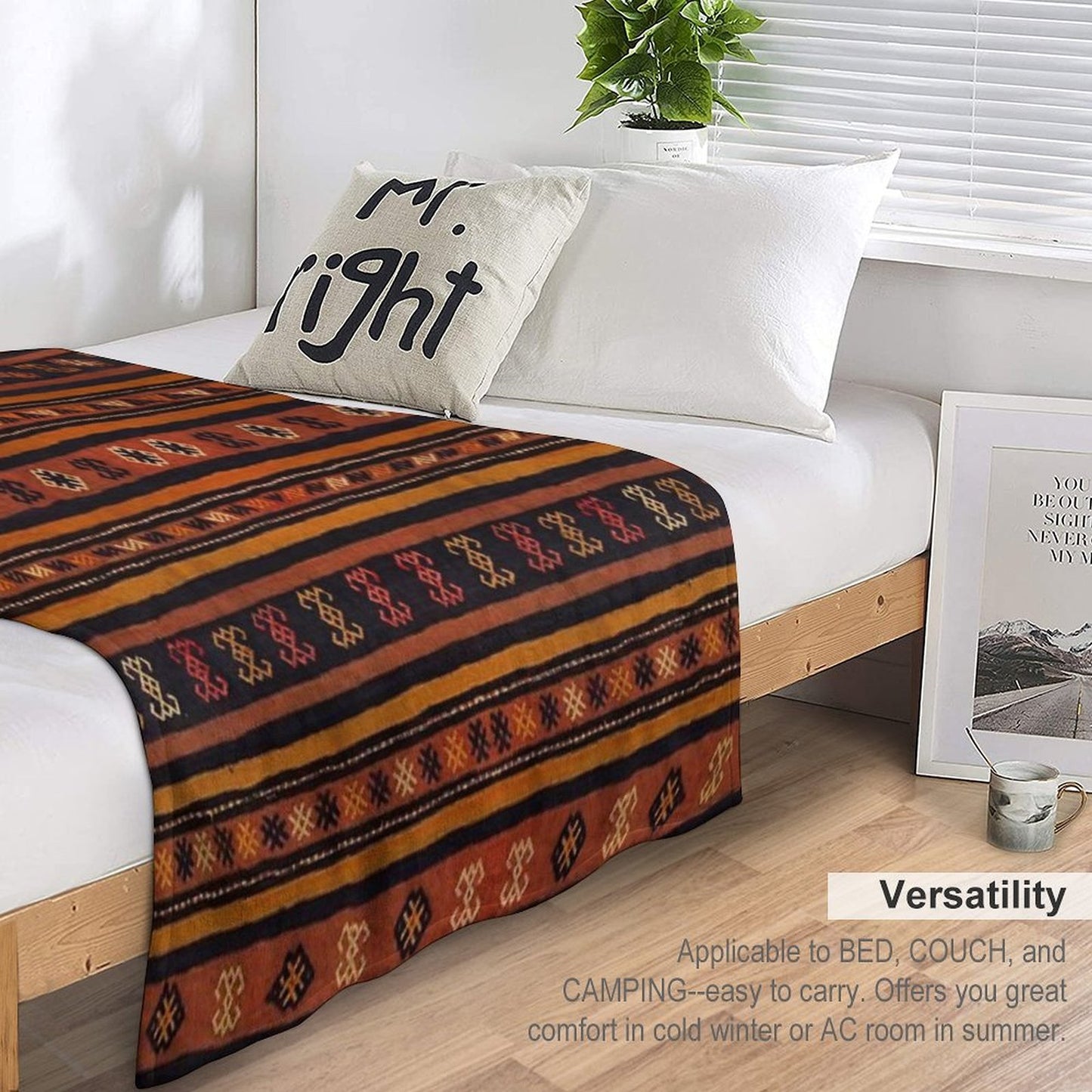 Moroccan Traditional Berber Artwork Design Compact Throw Blanket