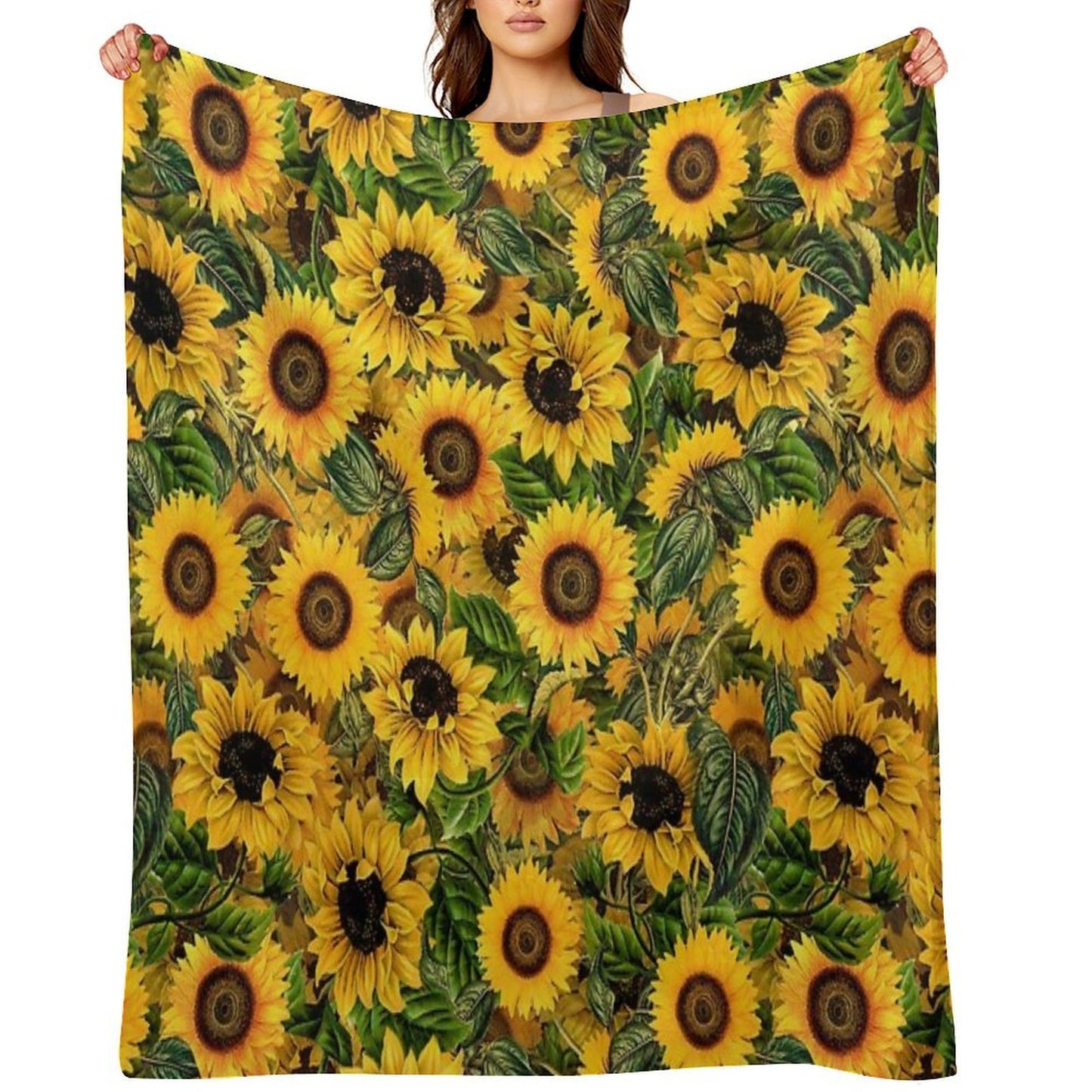 Vintage Sunflowers Pattern Nightgarden Plush Throw Blanket