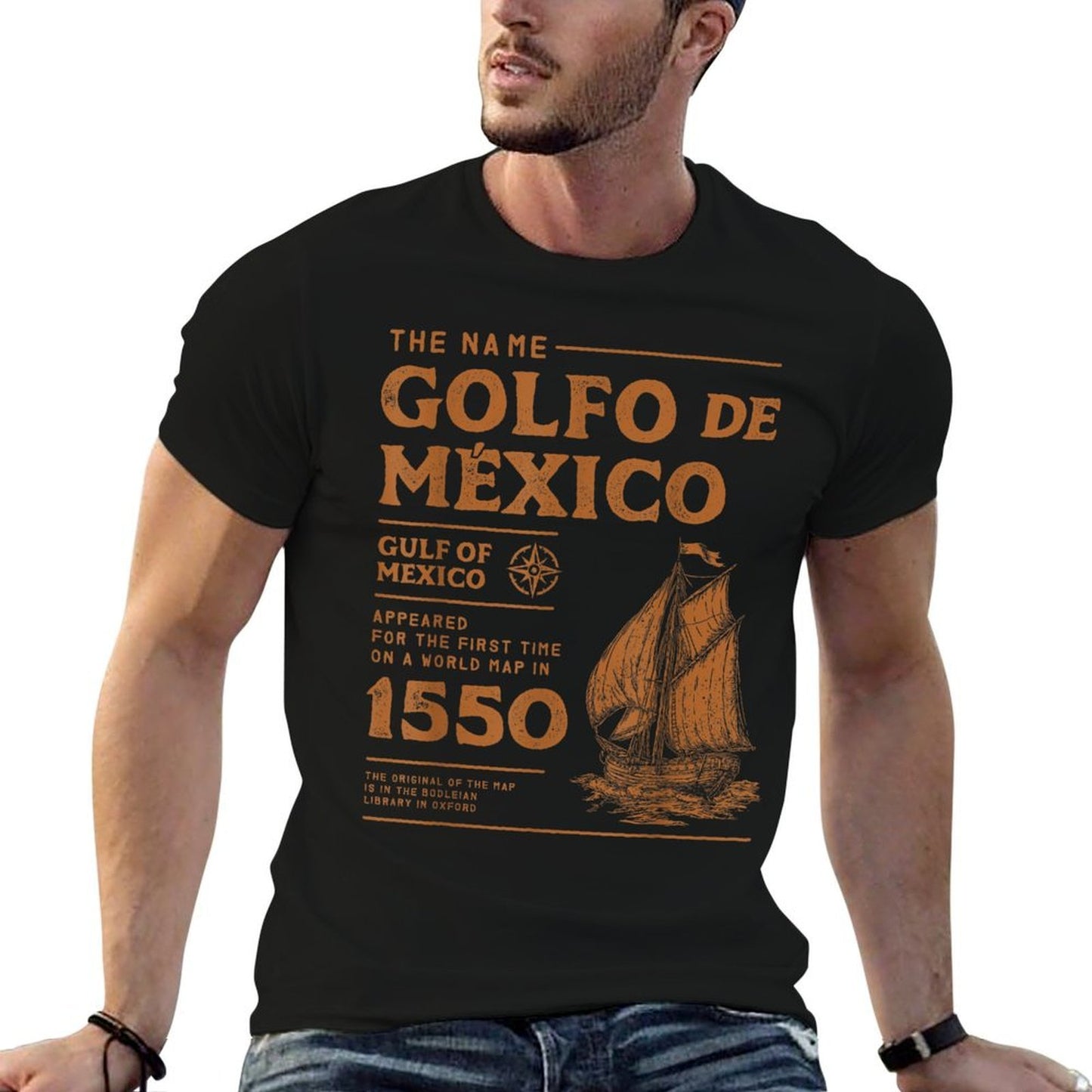 Gulf of Mexico First Map Since 1550 Ribbed Collar T-Shirt