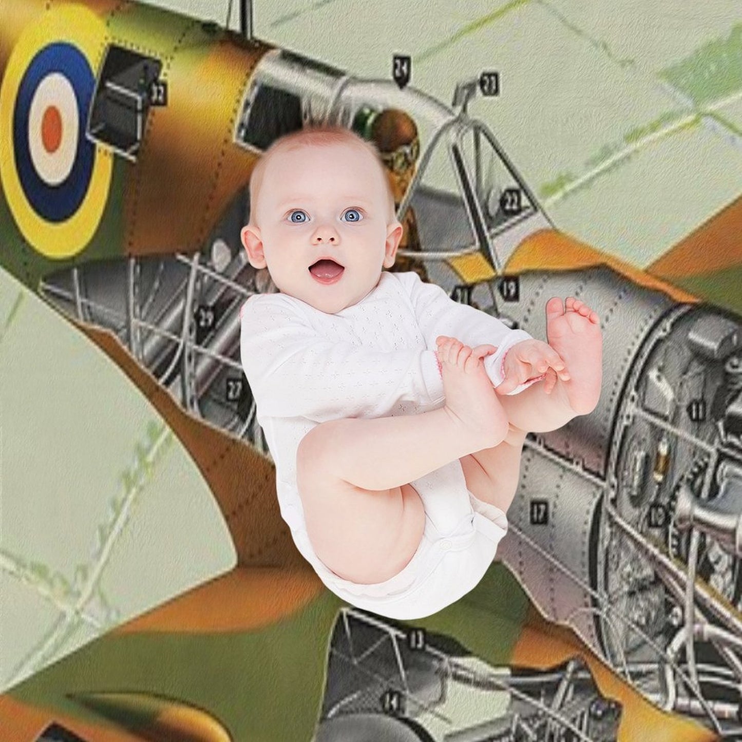 WWII British Spitfire Fighter Travel-friendly Throw Blanket