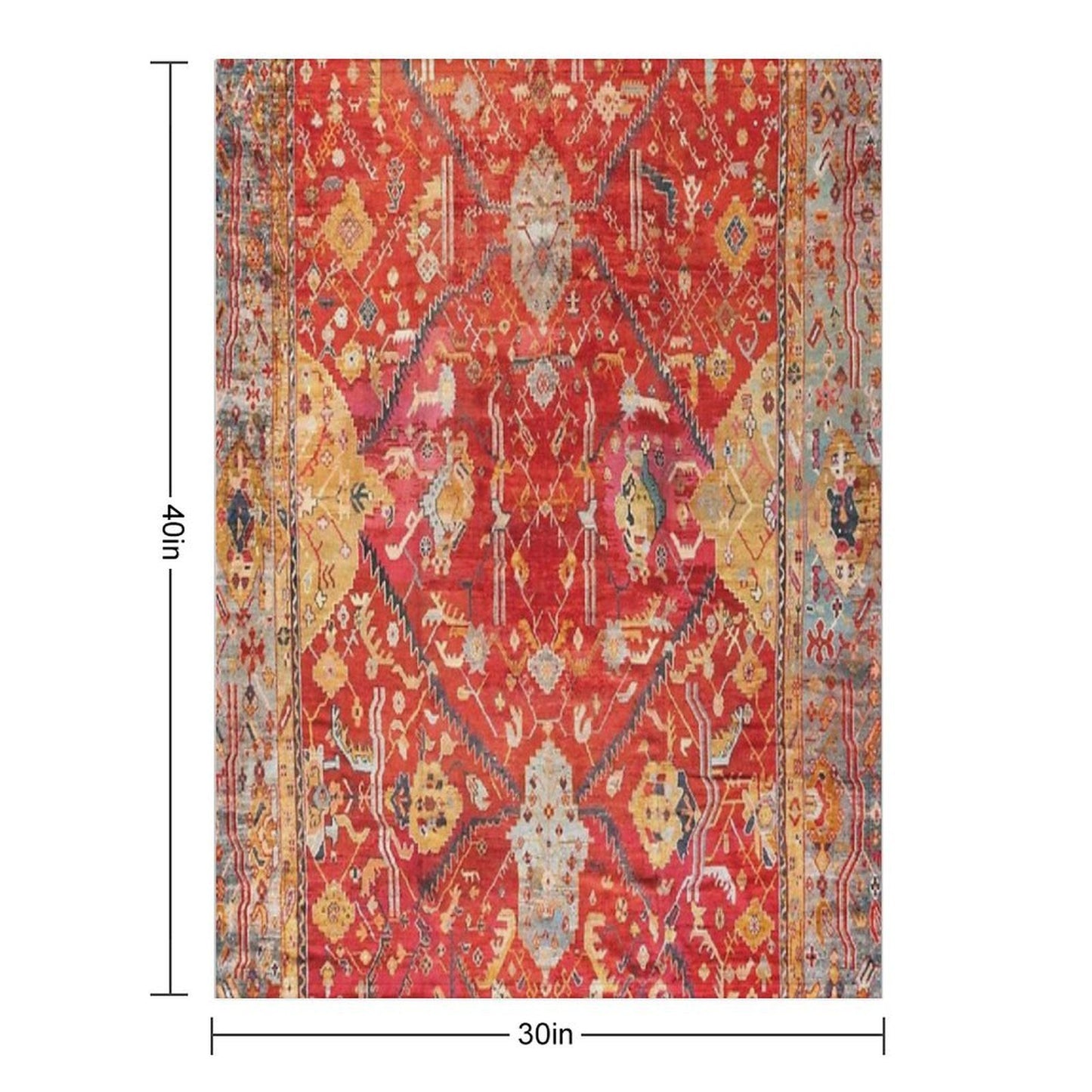 Antique Turkish Oushak Rug Print Gift-ready Throw Blanket