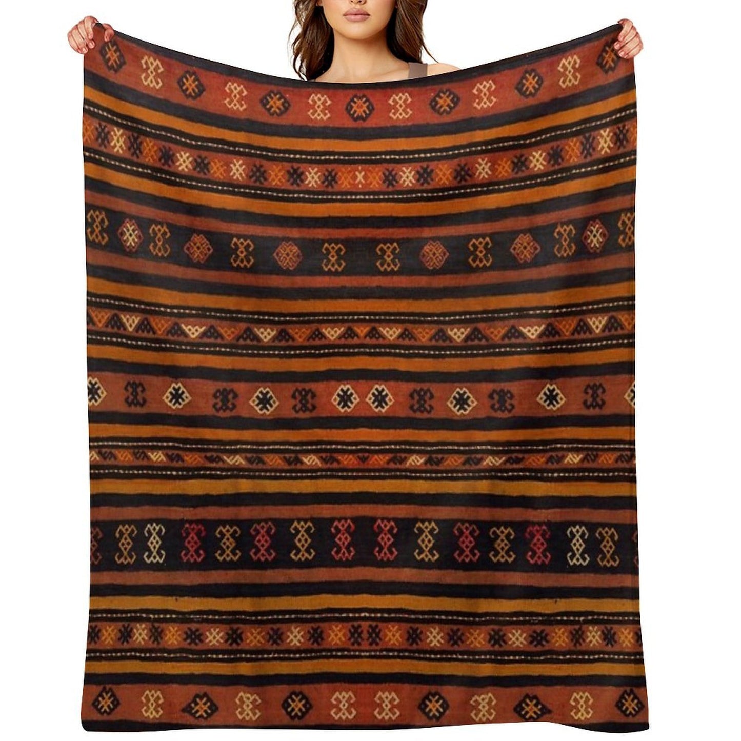 Moroccan Traditional Berber Artwork Design Compact Throw Blanket