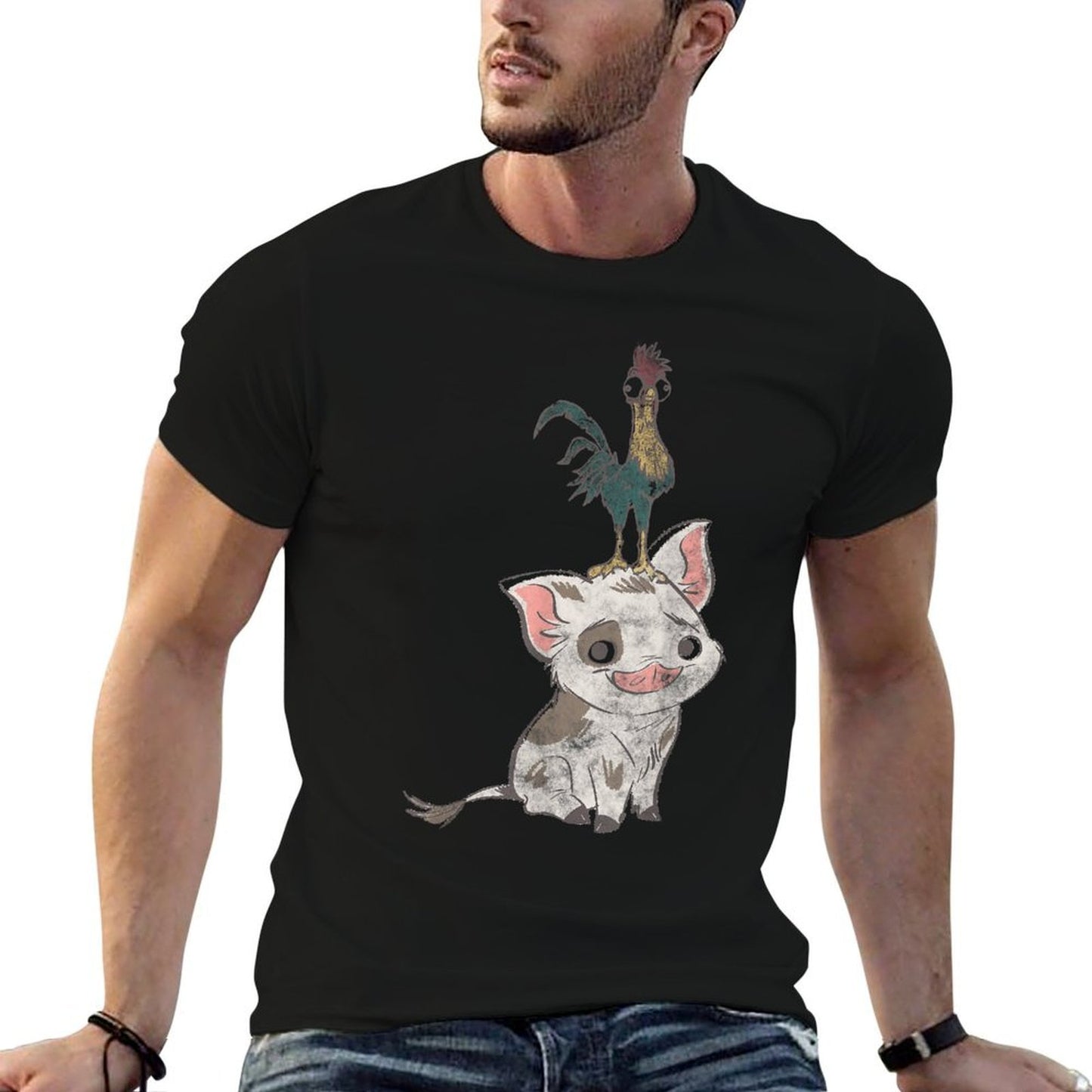 Disney Moana Pua And Hei Hei Simple Portrait Quick-drying T-Shirt
