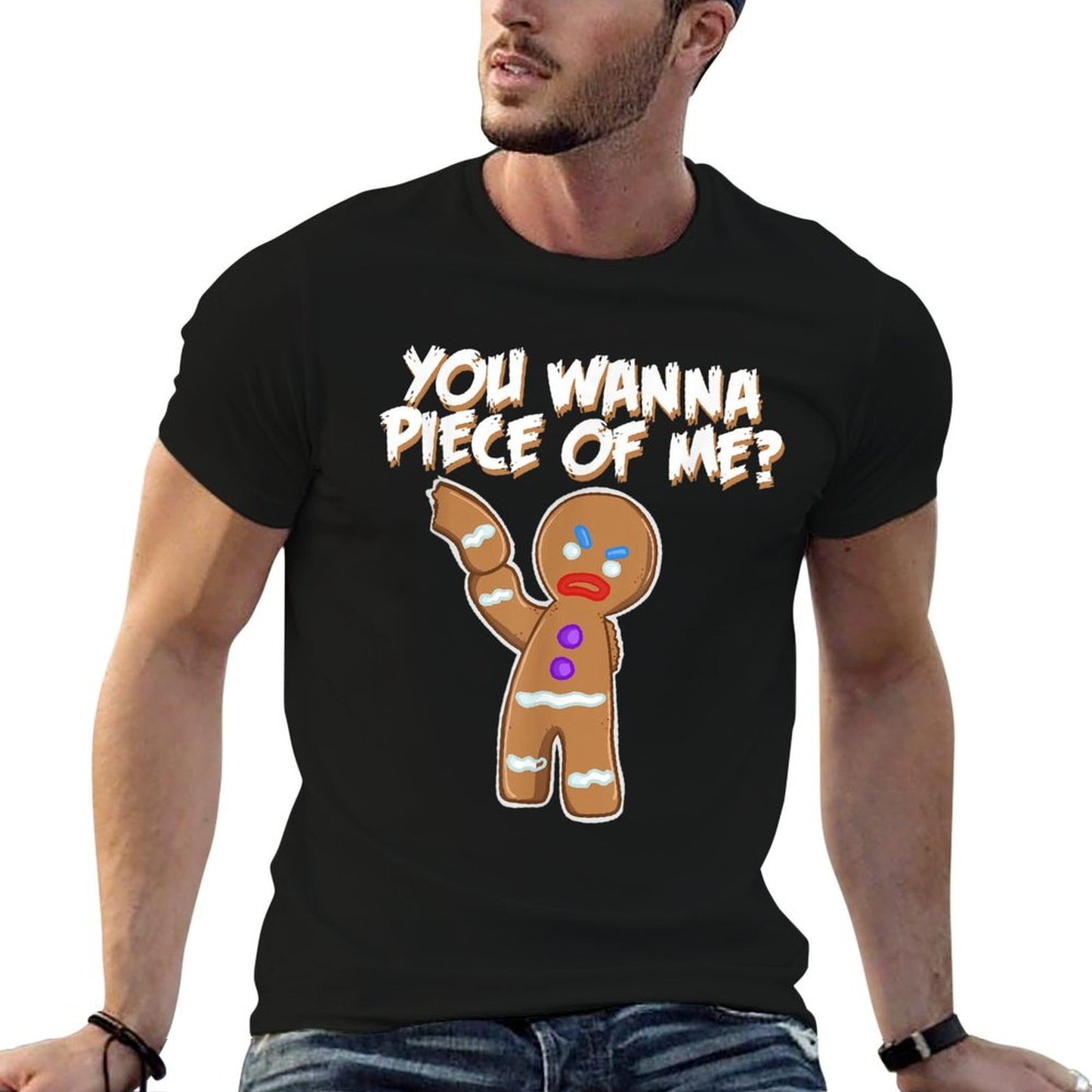Miftees Christmass You Wanna Piece Of Me Funny Gingerbread Man Odor-resistant T-Shirt