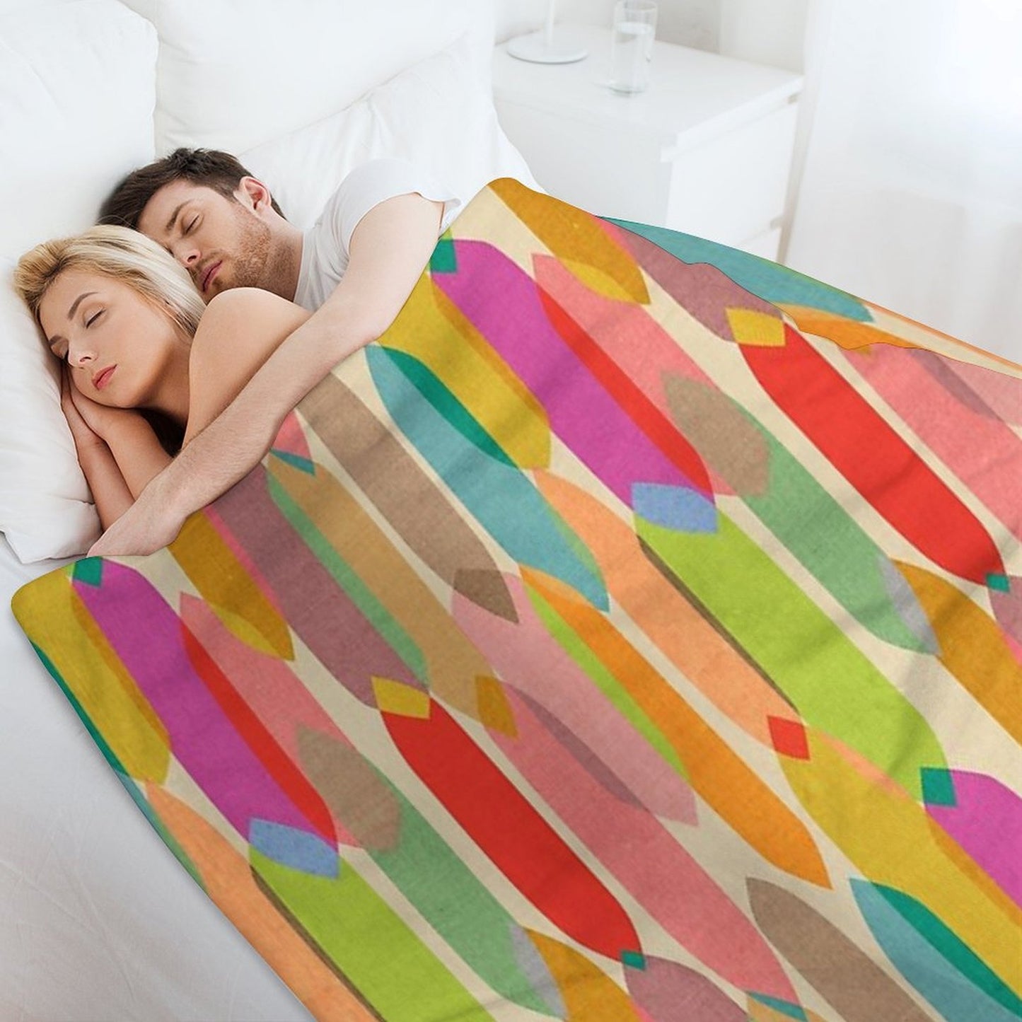 Mid Century Droplets Kaleidoscope Velvety-soft Throw Blanket