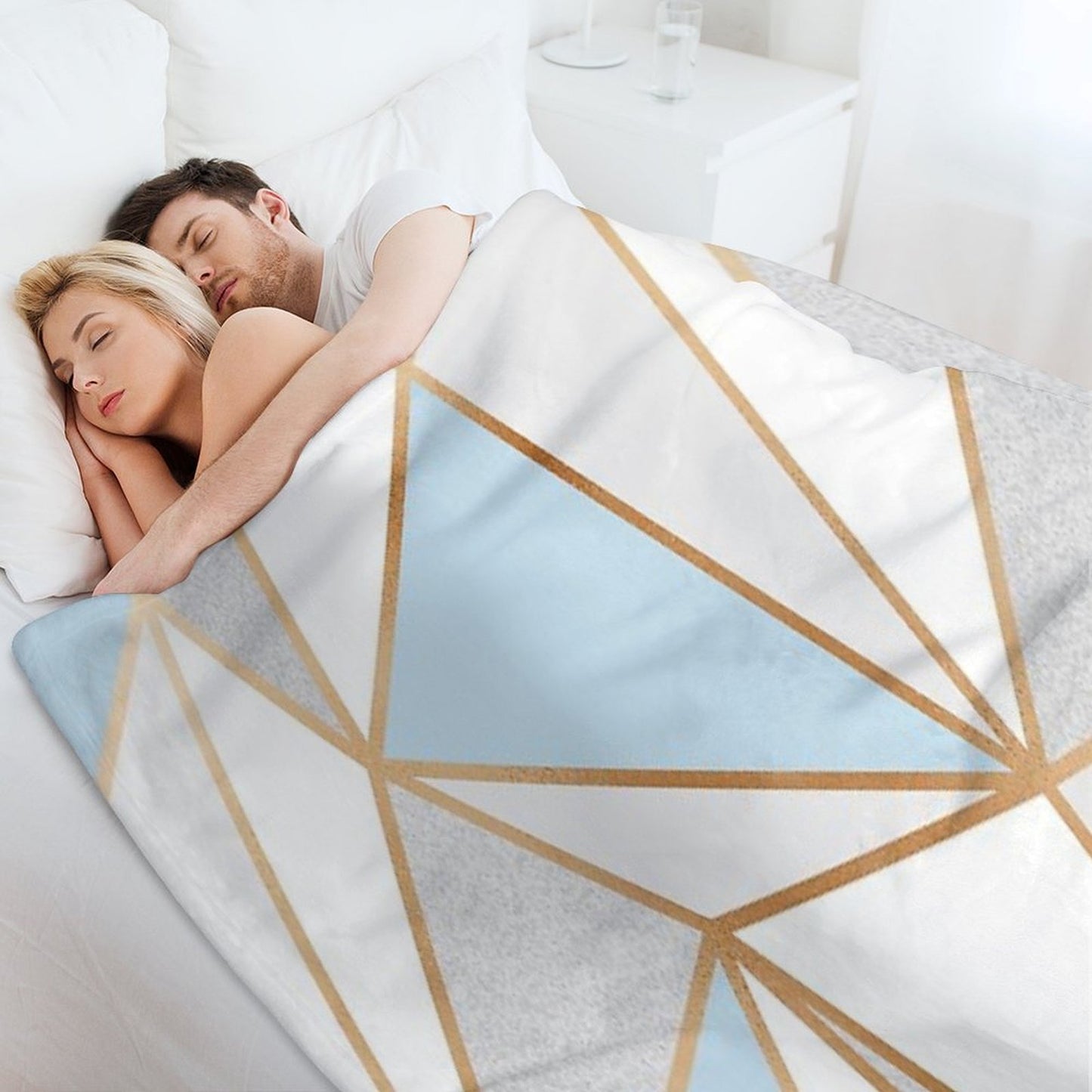 Blue, Grey & Gold Geo Eco-conscious Throw Blanket