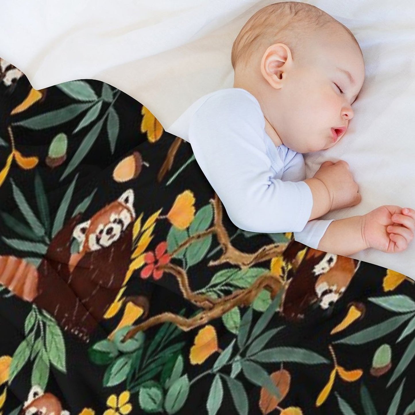 RED PANDAS IN DARK WILD NATURE Machine-washable Throw Blanket
