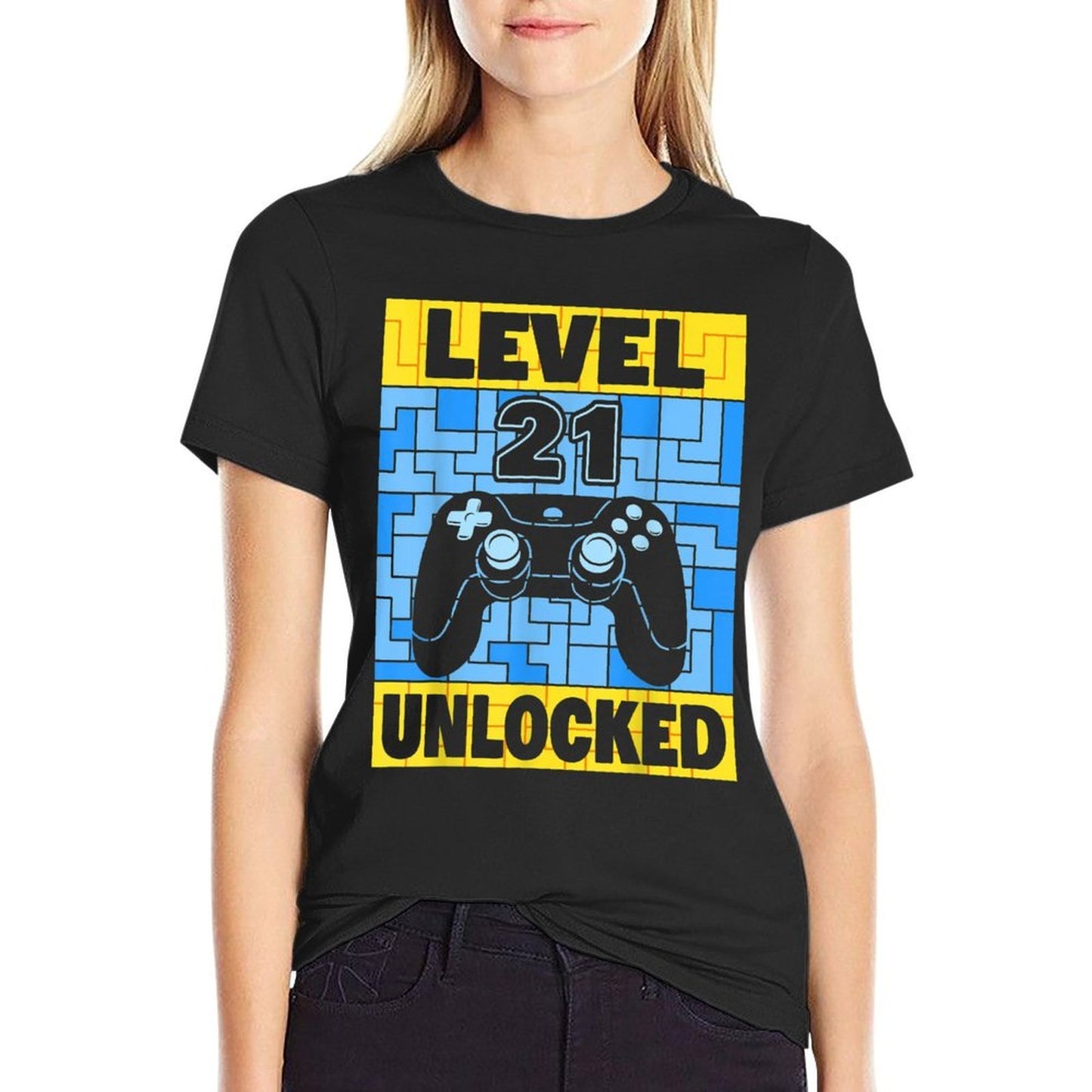 Level 21 Unlocked Gaming 21 Years Old Gamer 21st Birthday Easy-care T-Shirt